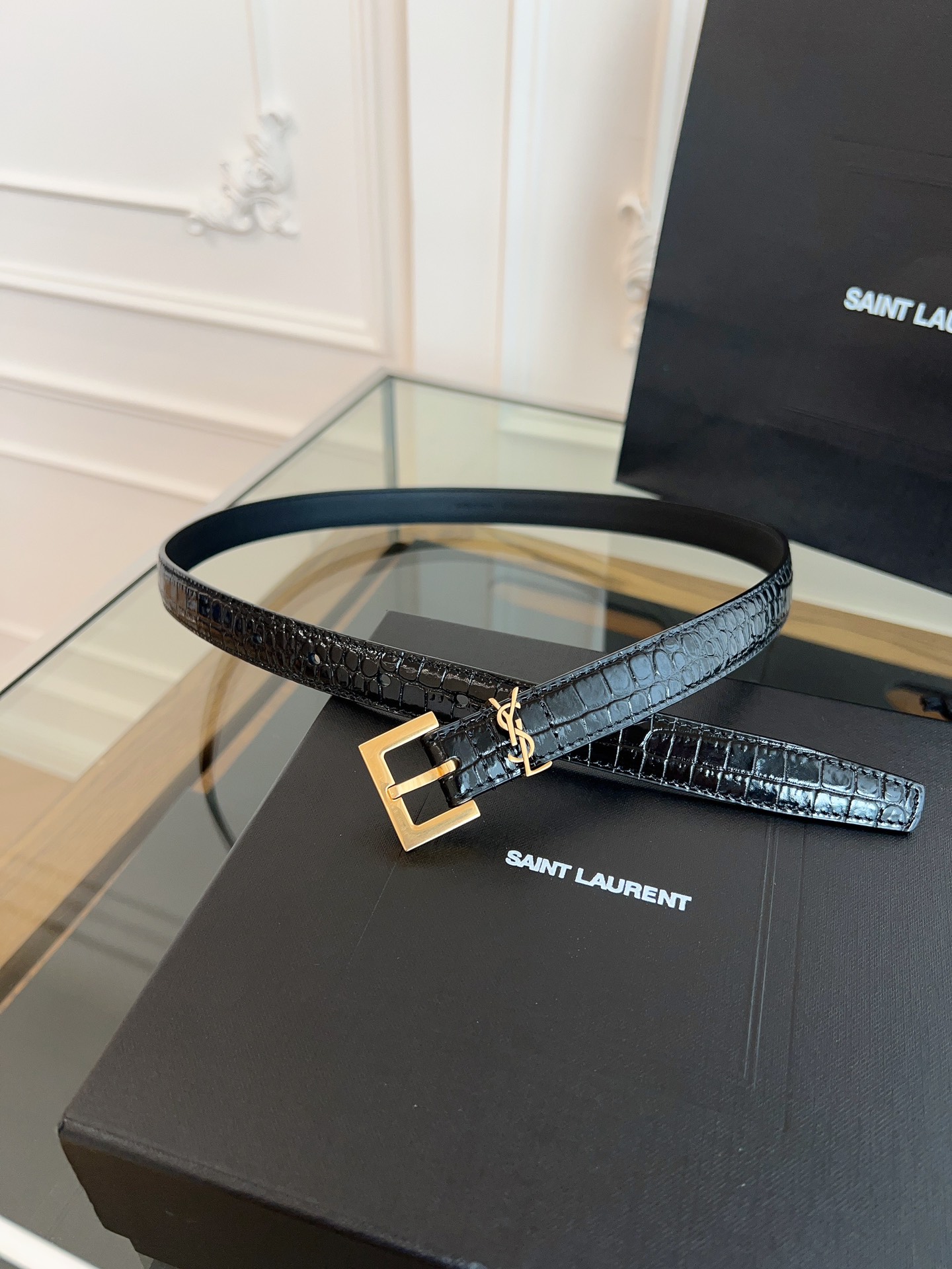 Saint Laurent Female Basic Belt Cow Leather Black S-l