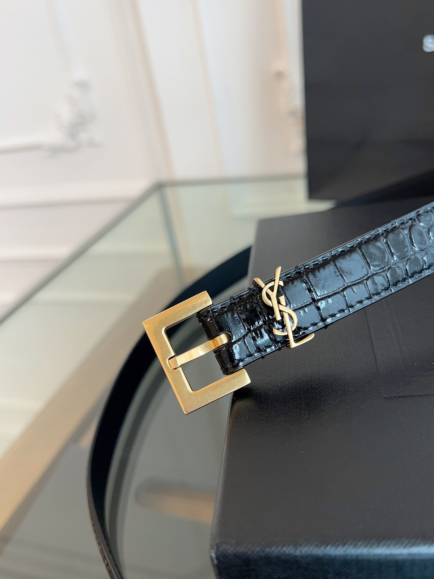 Saint Laurent Female Basic Belt Cow Leather Black S-l