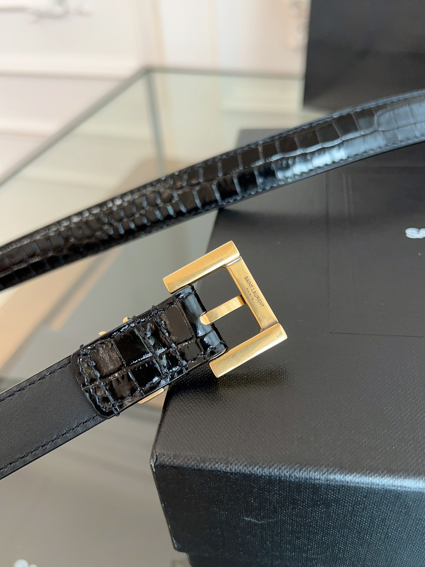 Saint Laurent Female Basic Belt Cow Leather Black S-l