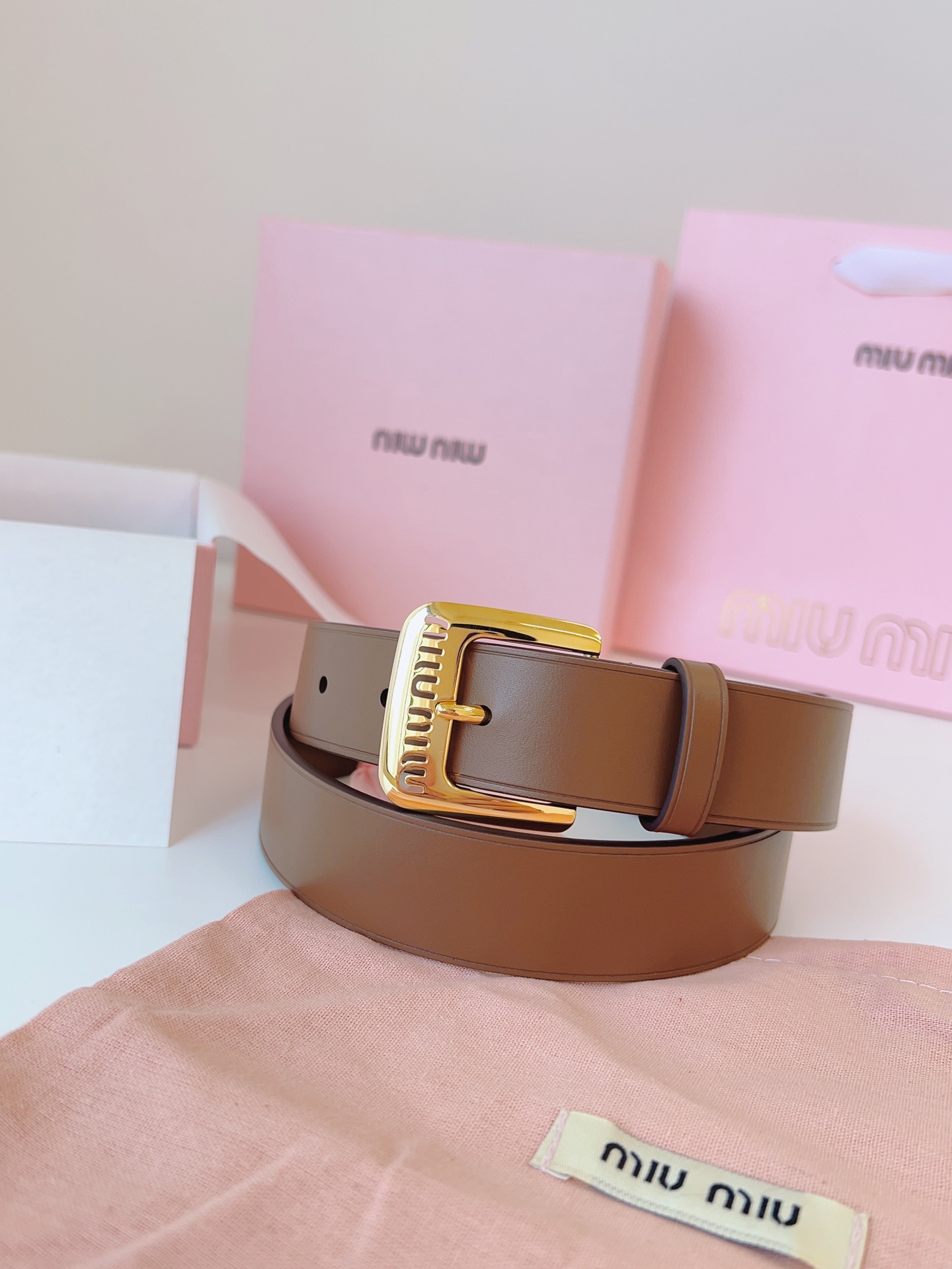 Miu Miu Female Leather Belt Cow Leather M-l