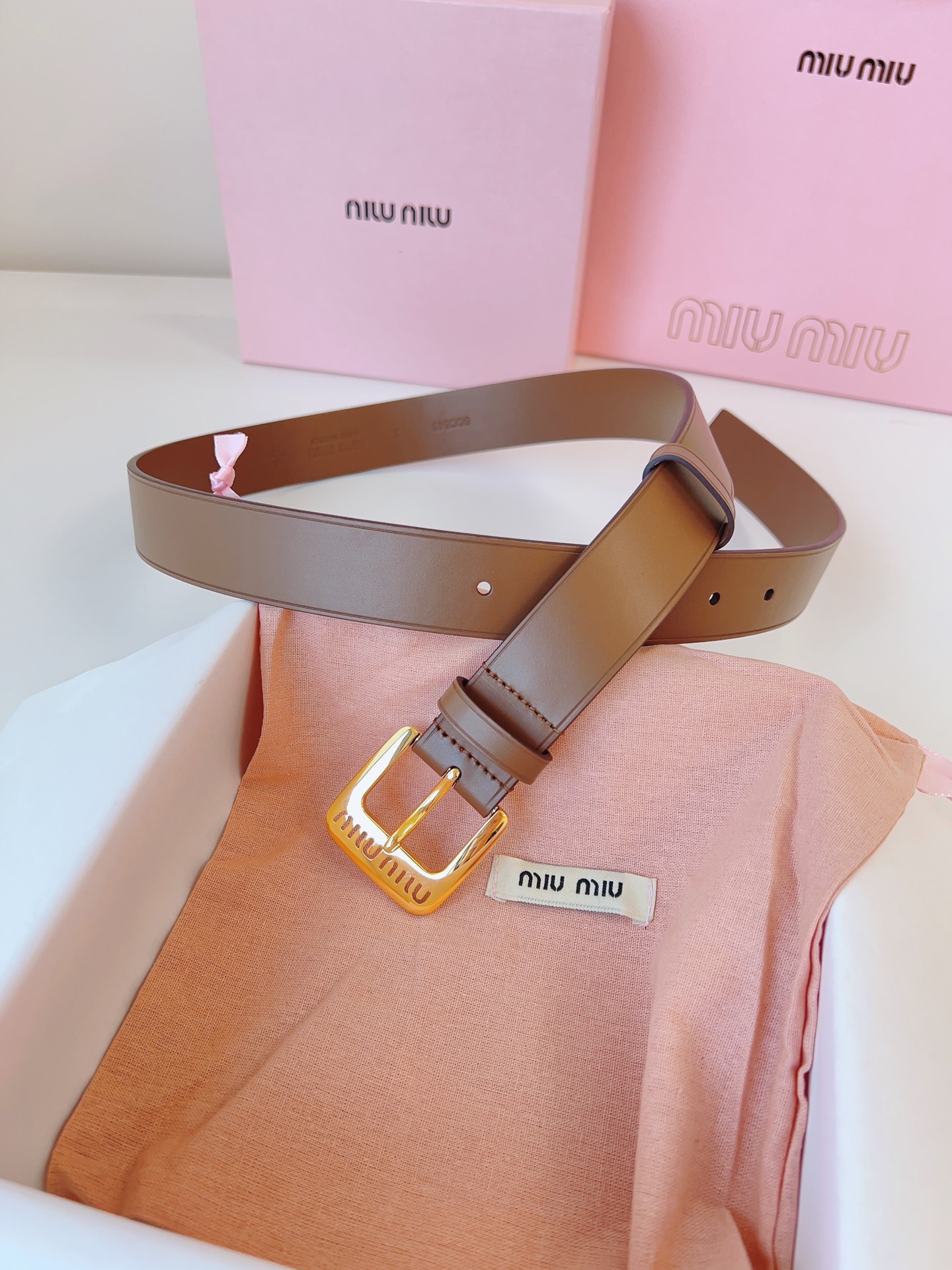 Miu Miu Female Leather Belt Cow Leather M-l
