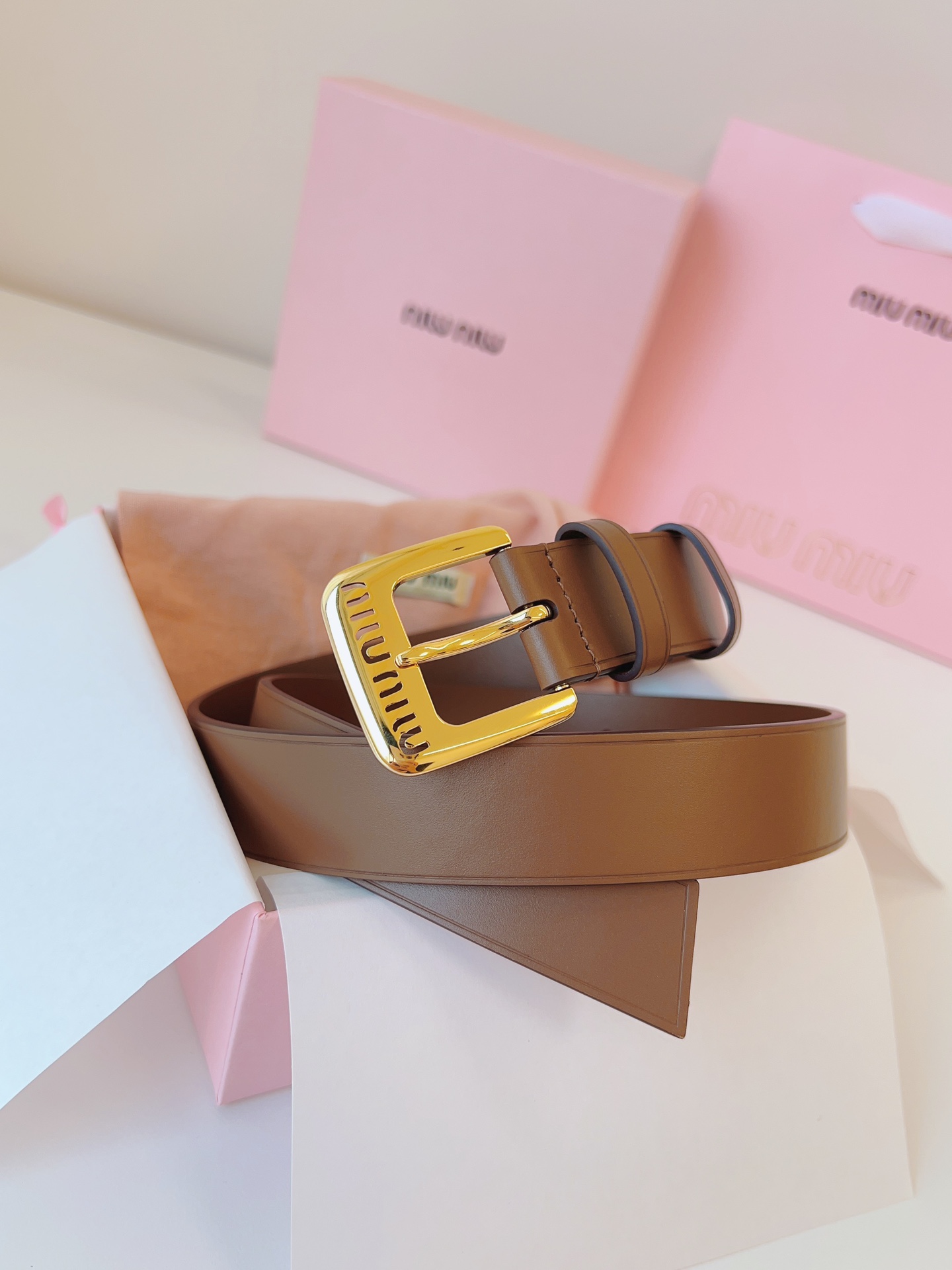 Miu Miu Female Leather Belt Cow Leather M-l