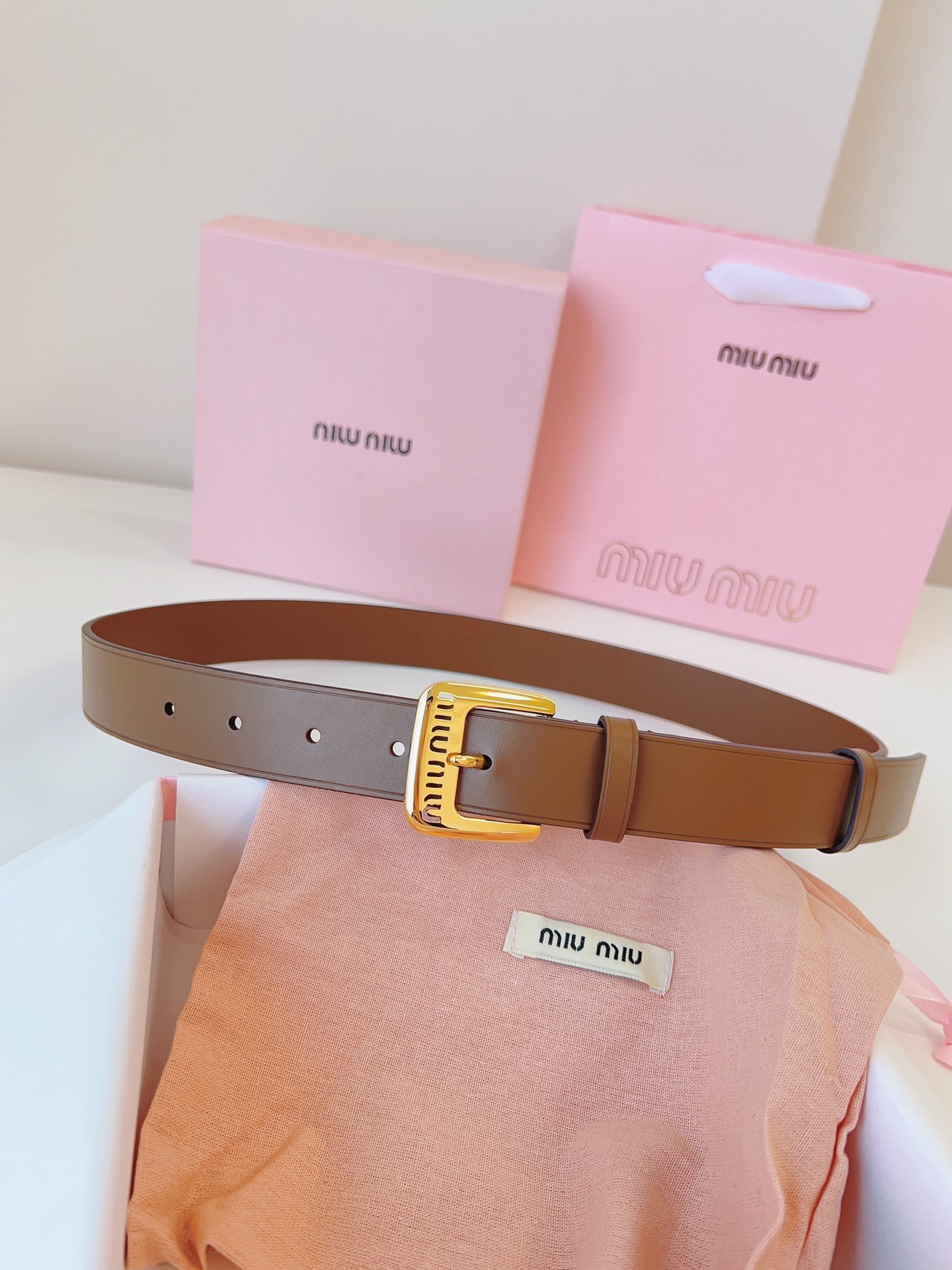 Miu Miu Female Leather Belt Cow Leather M-l