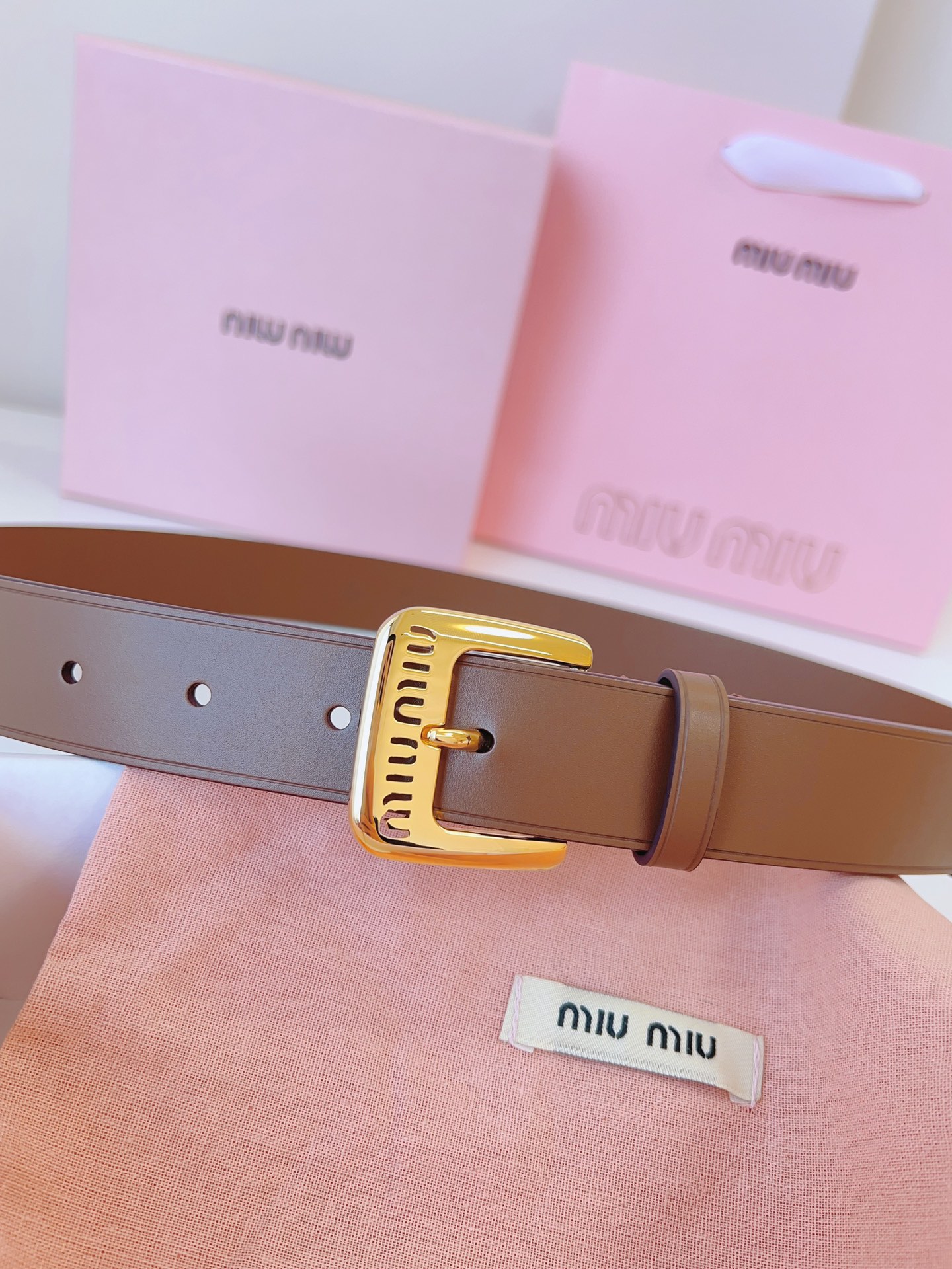 Miu Miu Female Leather Belt Cow Leather M-l