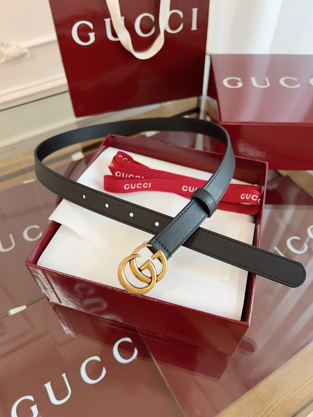 Gucci Female Basic Belt Cow Leather Brown M