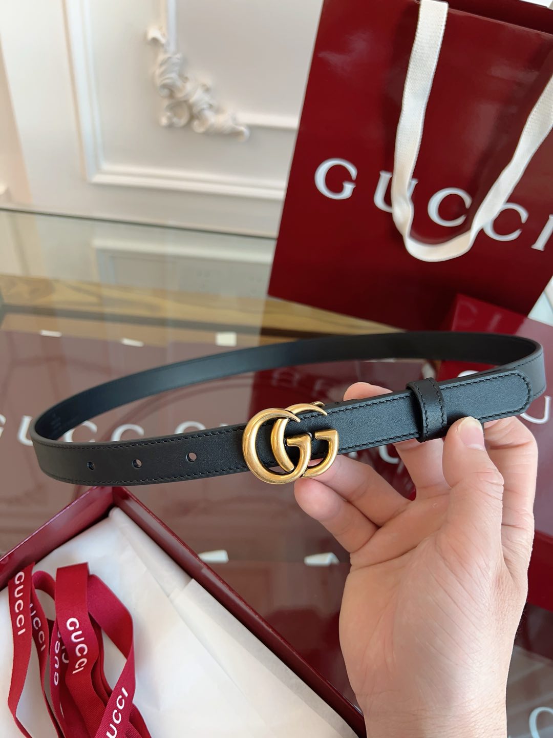 Gucci Female Basic Belt Cow Leather Brown M
