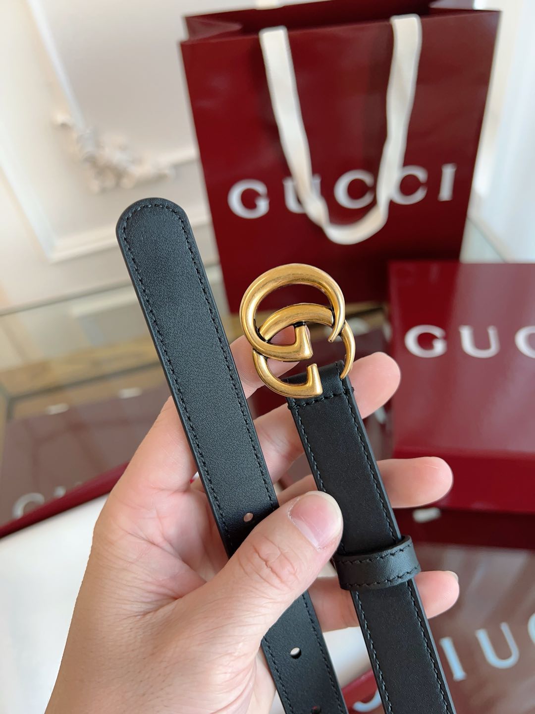 Gucci Female Basic Belt Cow Leather Brown M