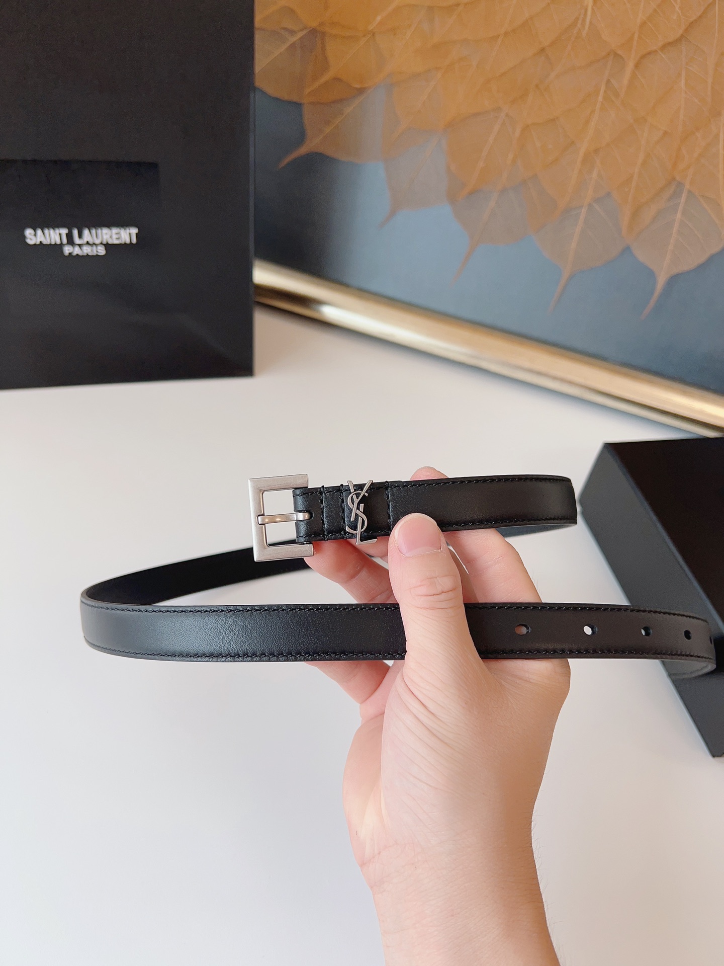 Saint Laurent Female Leather Belt Cow Leather S-m-l