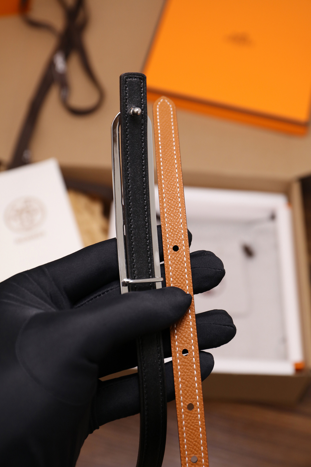 Hermès Female Basic Belt Cow Leather Silver 110cm-m