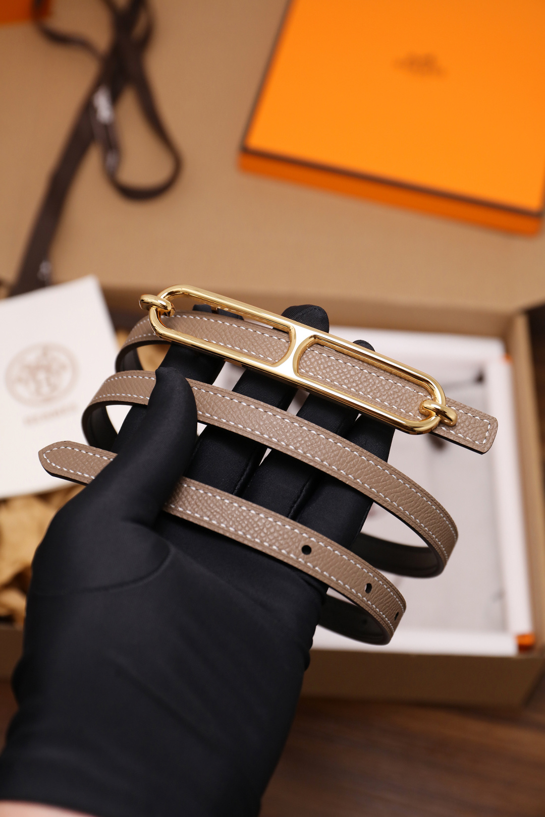 Hermès Female Basic Belt Cow Leather Silver 110cm-m