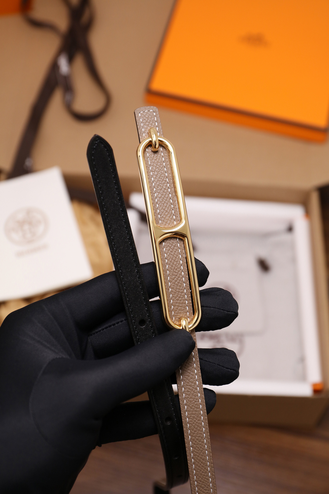 Hermès Female Basic Belt Cow Leather Silver 110cm-m