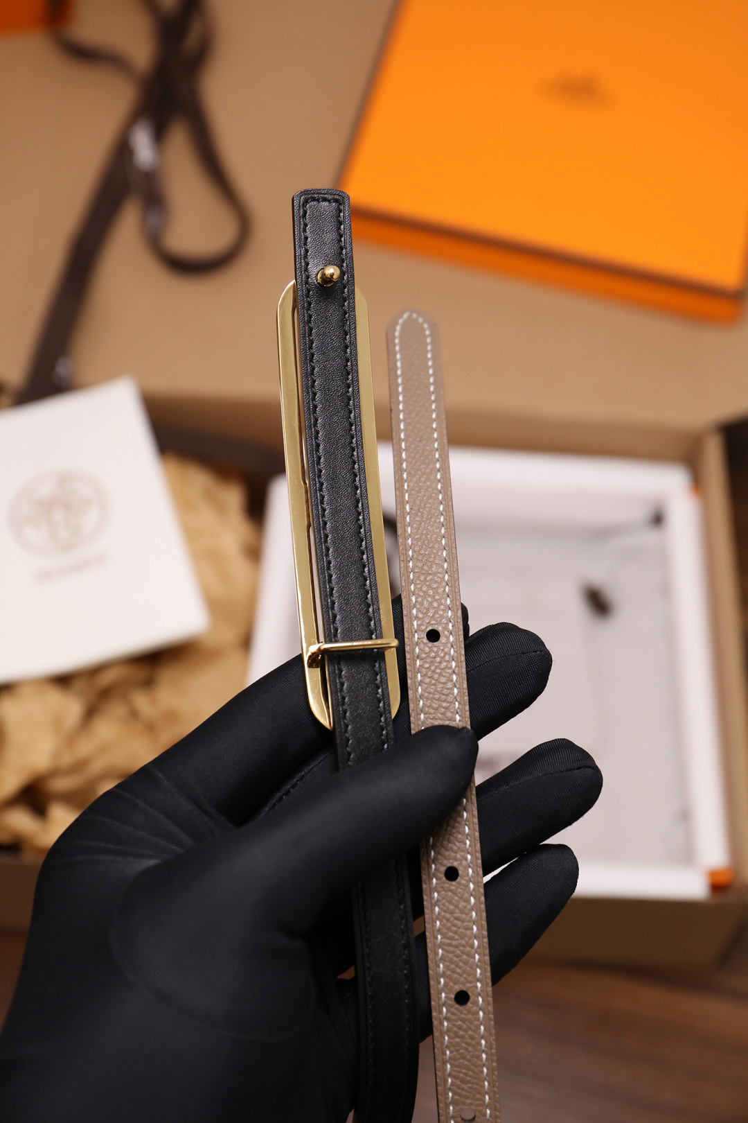 Hermès Female Basic Belt Cow Leather Silver 110cm-m