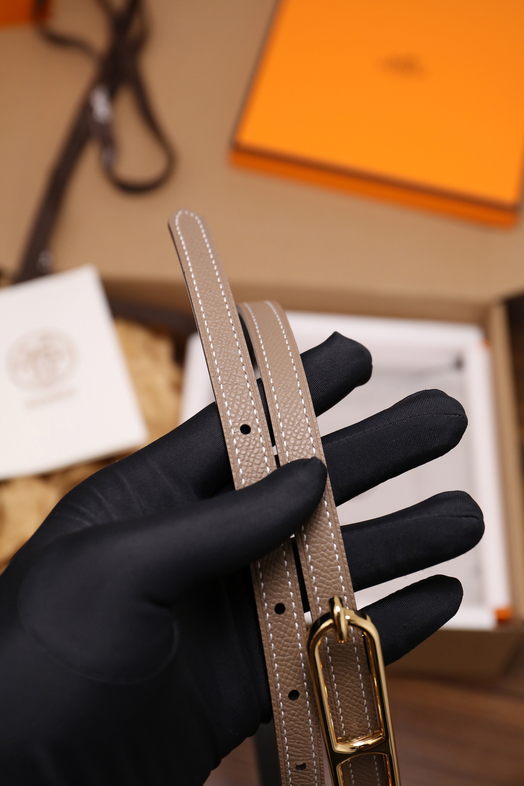 Hermès Female Basic Belt Cow Leather Silver 110cm-m