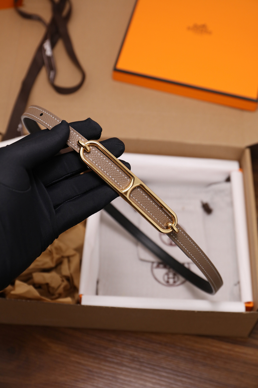 Hermès Female Basic Belt Cow Leather Silver 110cm-m