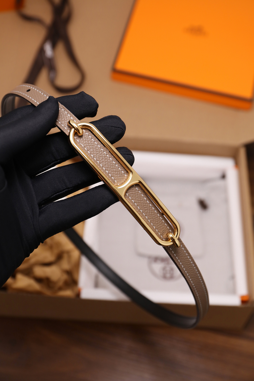 Hermès Female Basic Belt Cow Leather Silver 110cm-m