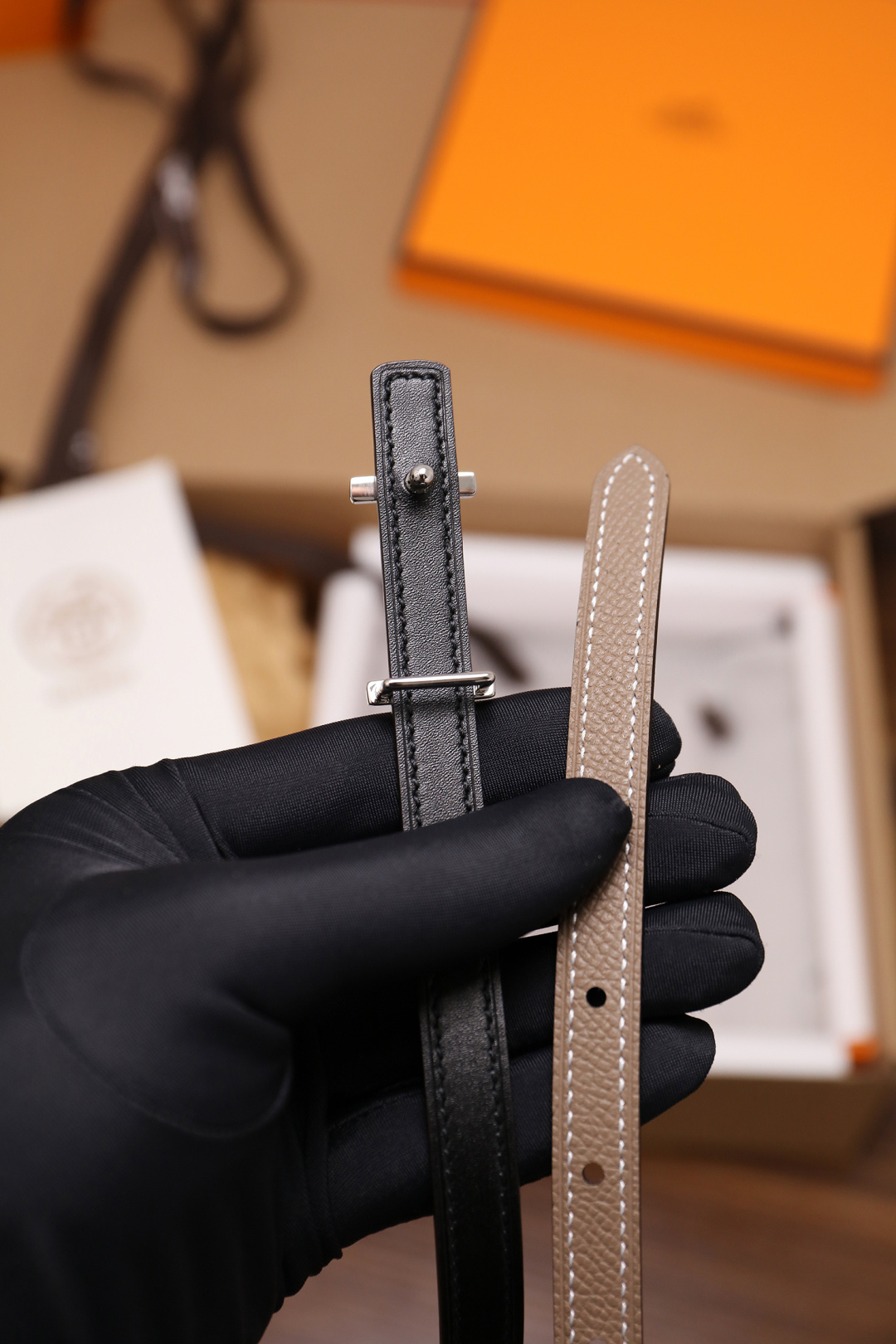 Hermès Female Basic Belt Cow Leather Silver 110cm-m