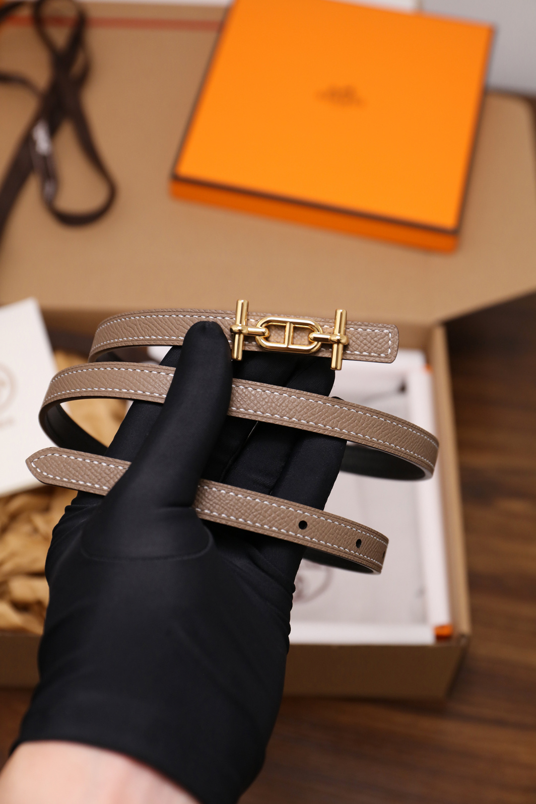 Hermès Female Basic Belt Cow Leather Silver 110cm-m