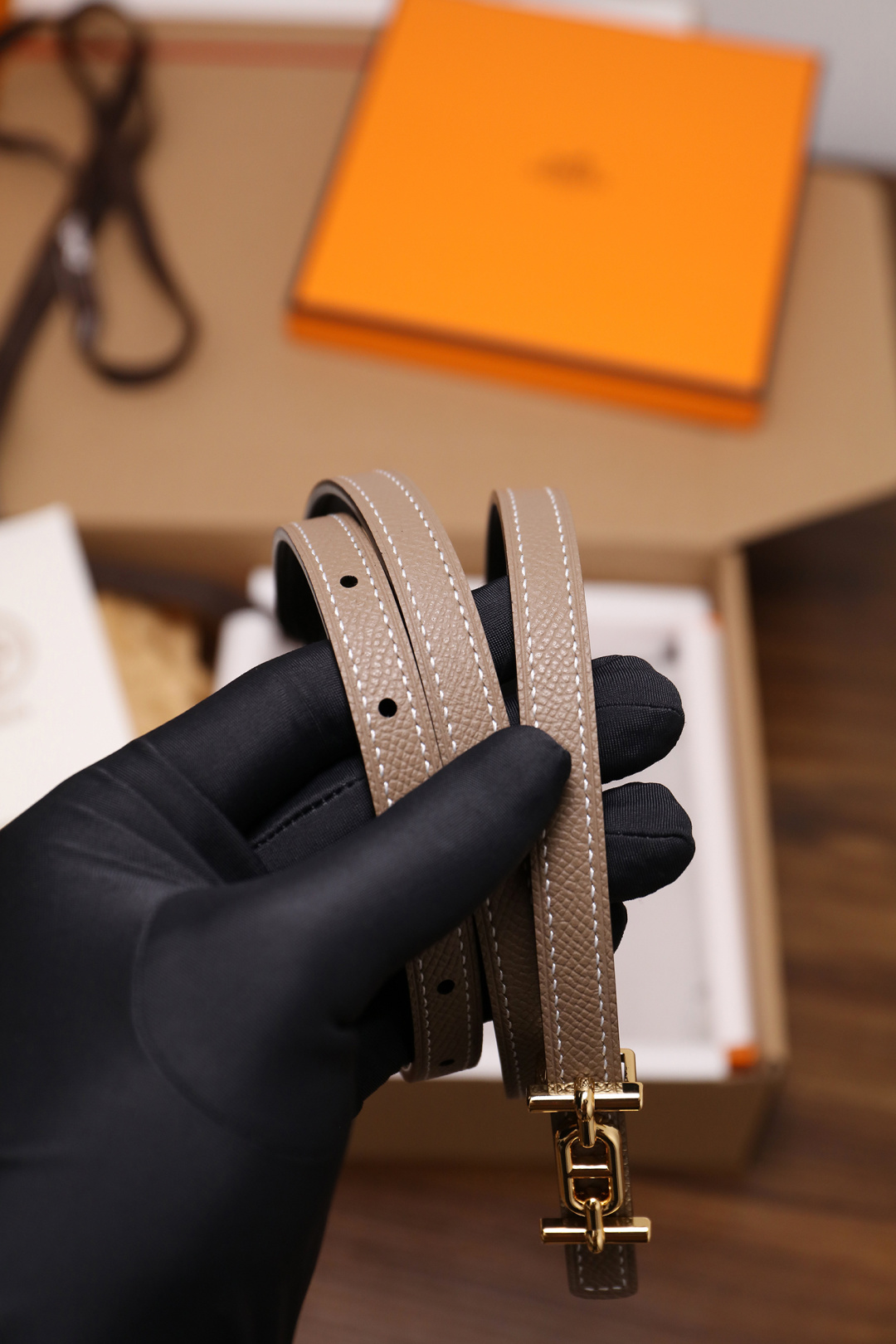 Hermès Female Basic Belt Cow Leather Silver 110cm-m