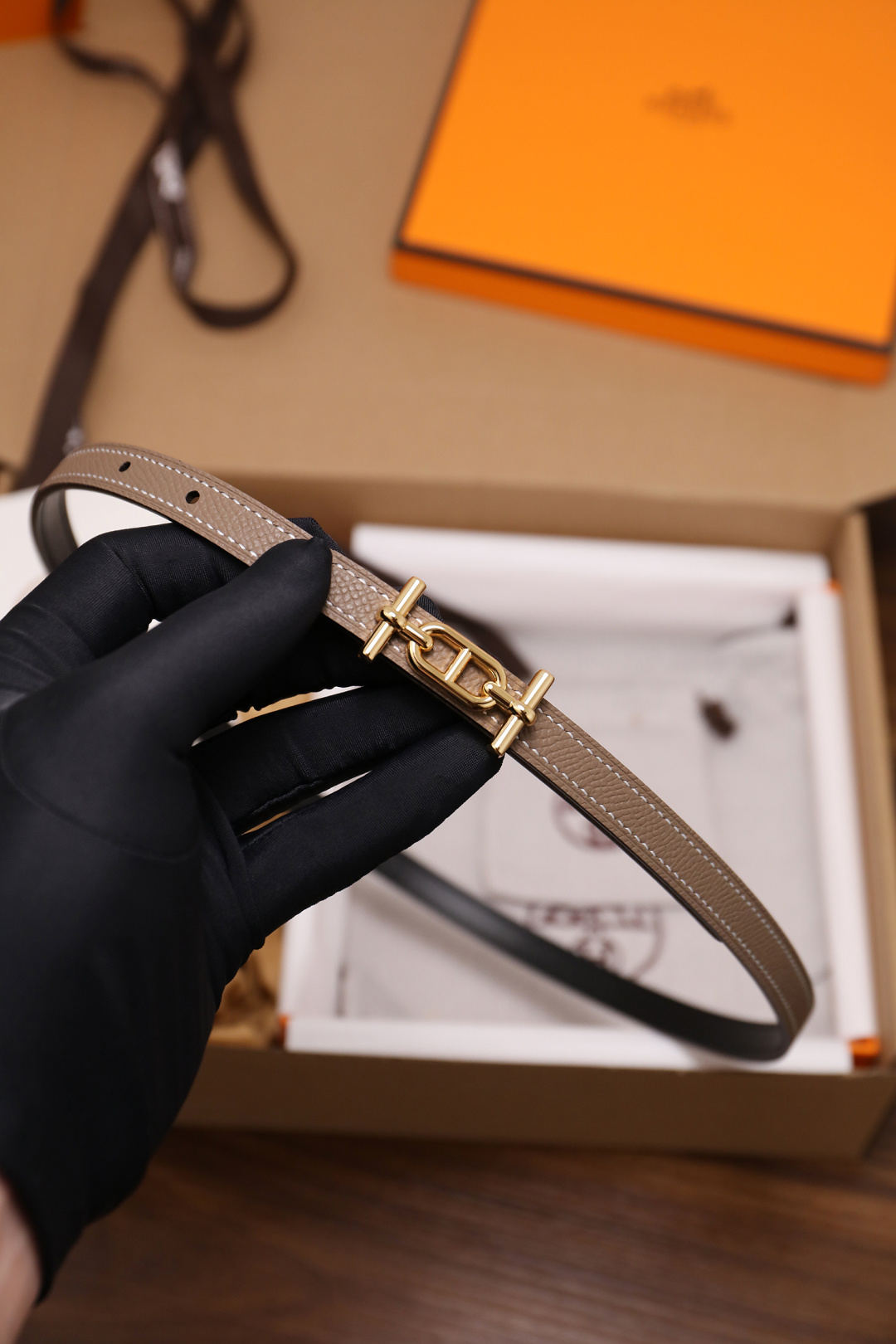 Hermès Female Basic Belt Cow Leather Silver 110cm-m