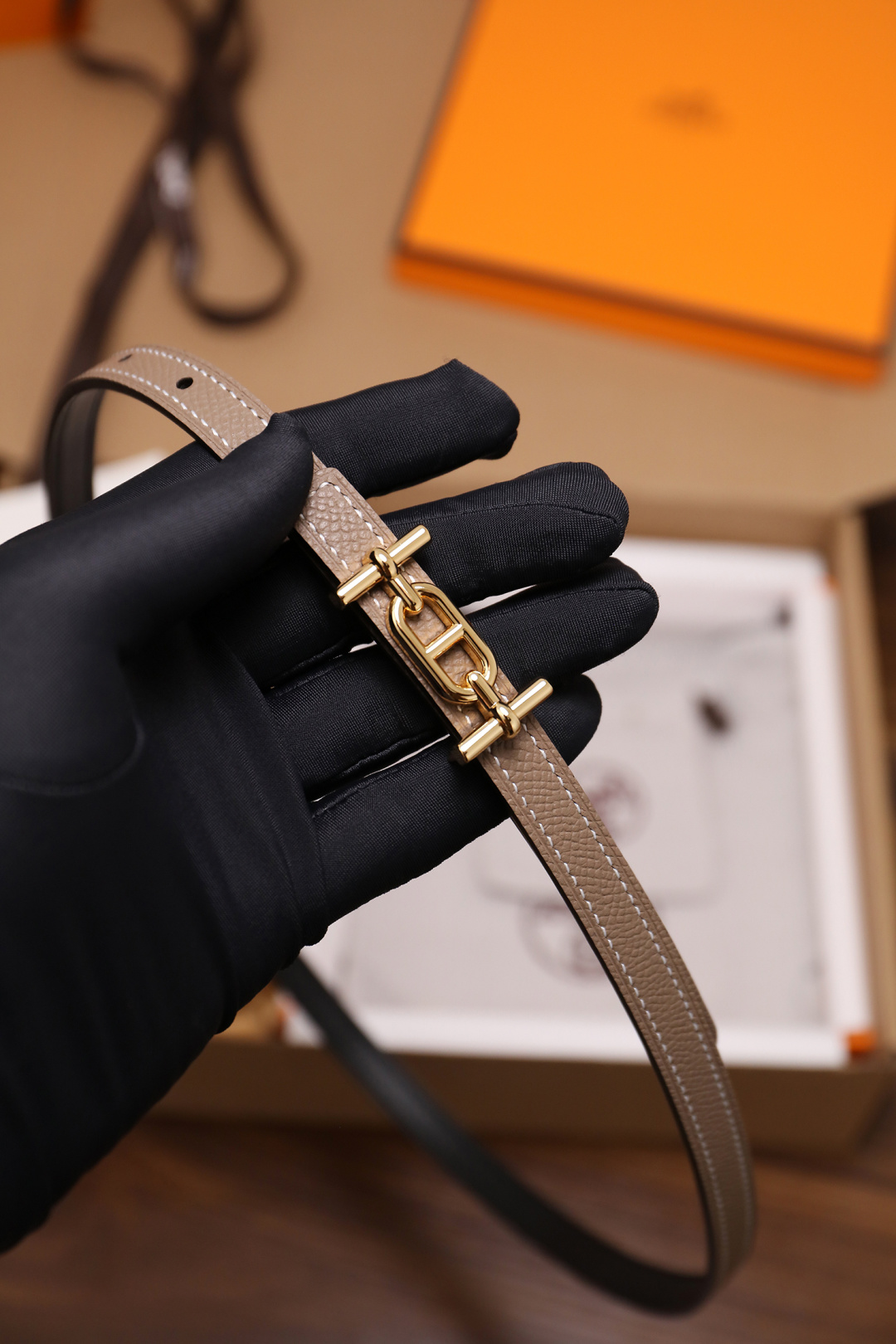 Hermès Female Basic Belt Cow Leather Silver 110cm-m