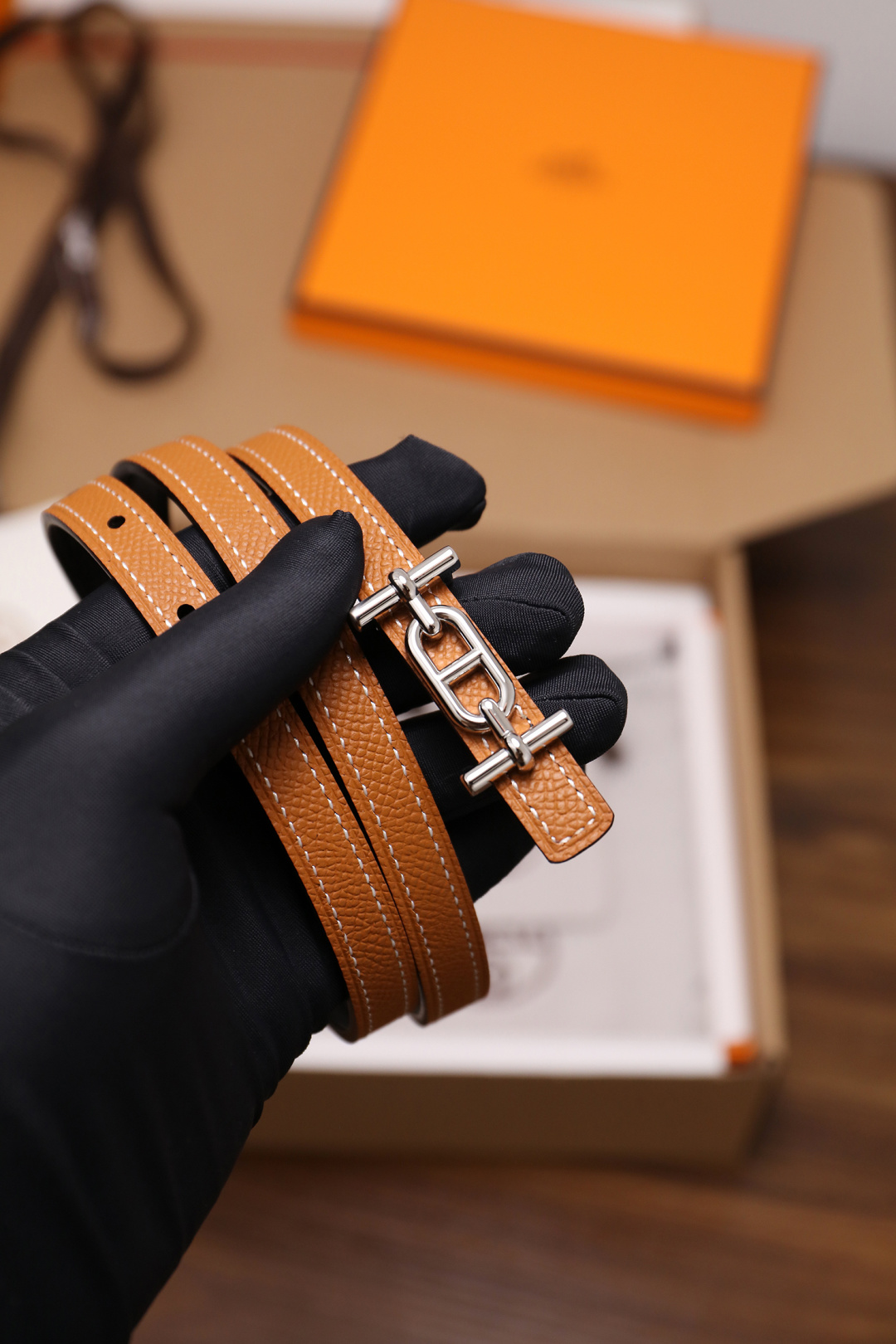 Hermès Female Basic Belt Cow Leather Silver 110cm-m