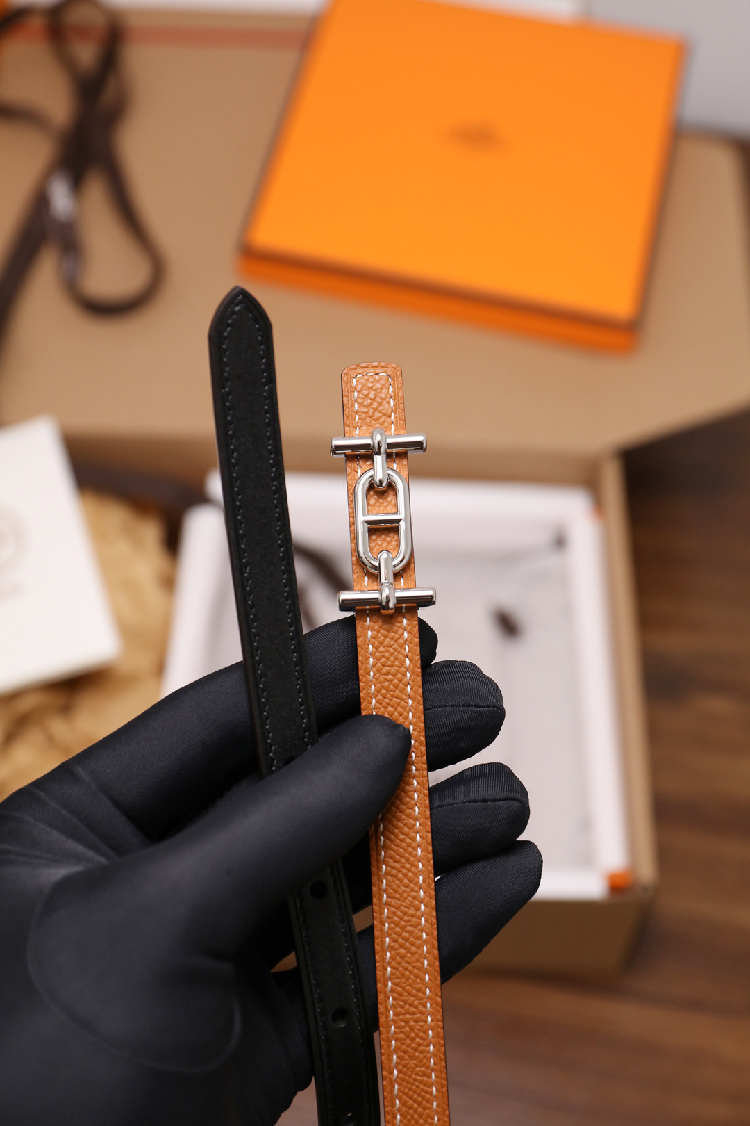 Hermès Female Basic Belt Cow Leather Silver 110cm-m