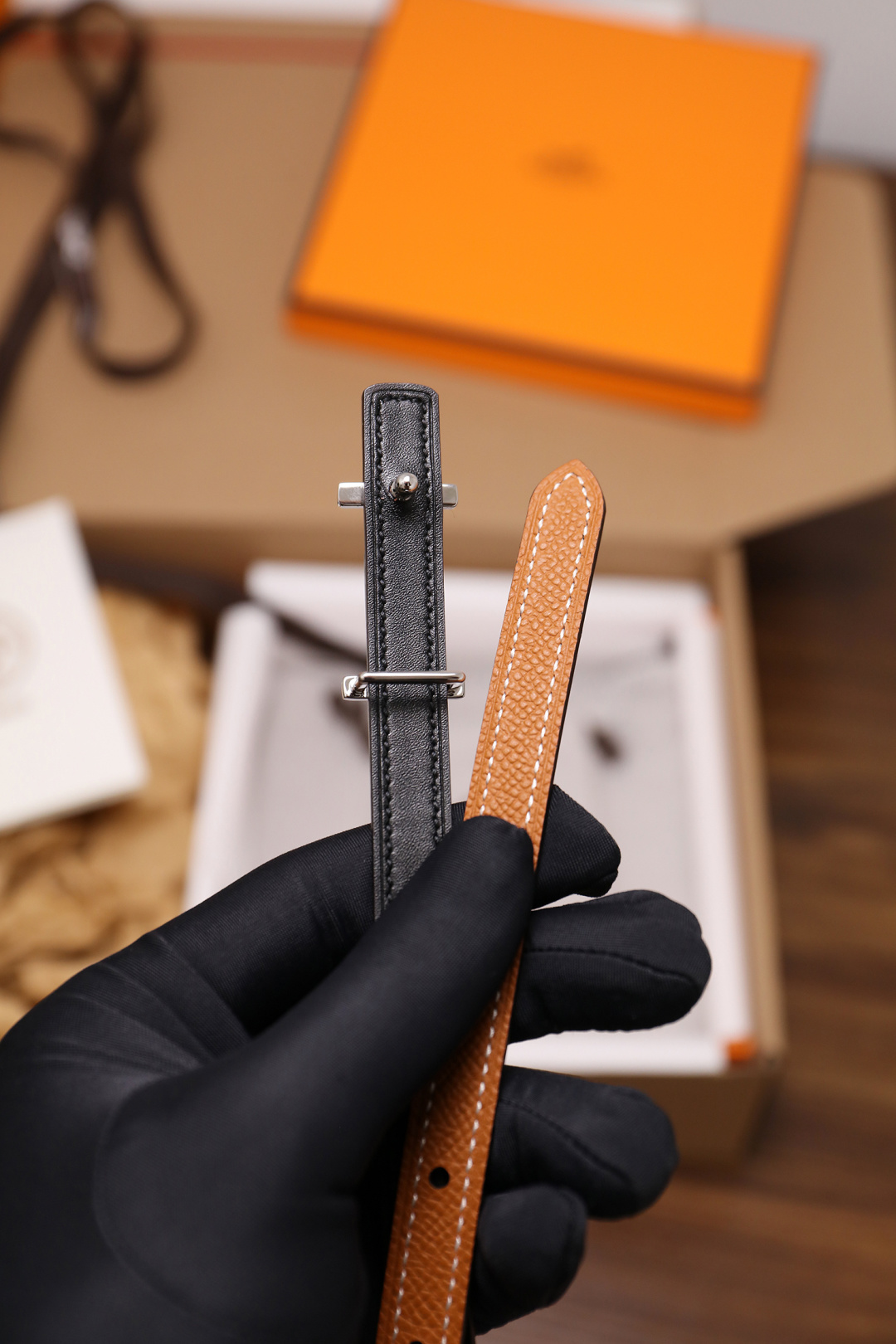 Hermès Female Basic Belt Cow Leather Silver 110cm-m