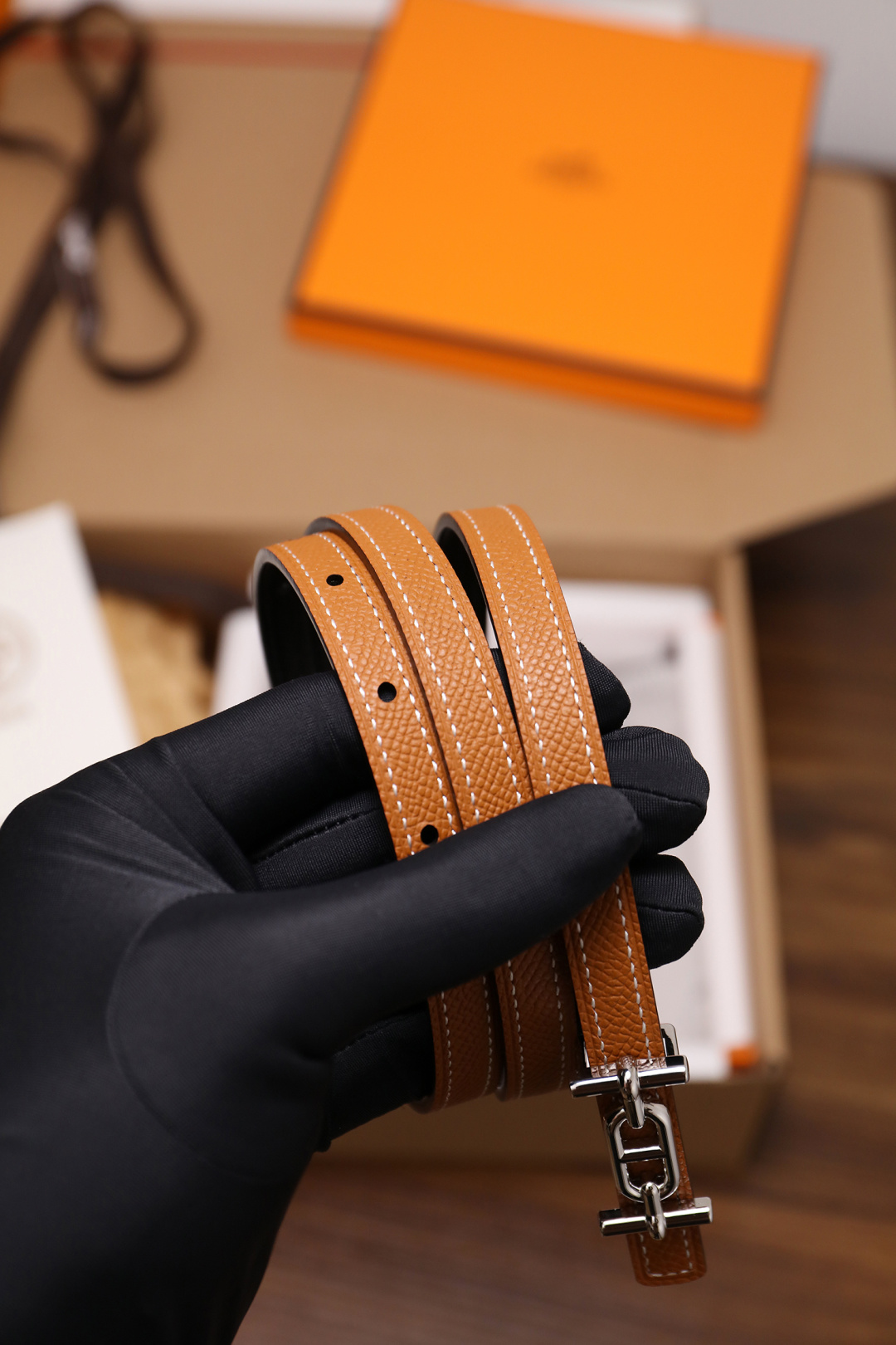 Hermès Female Basic Belt Cow Leather Silver 110cm-m