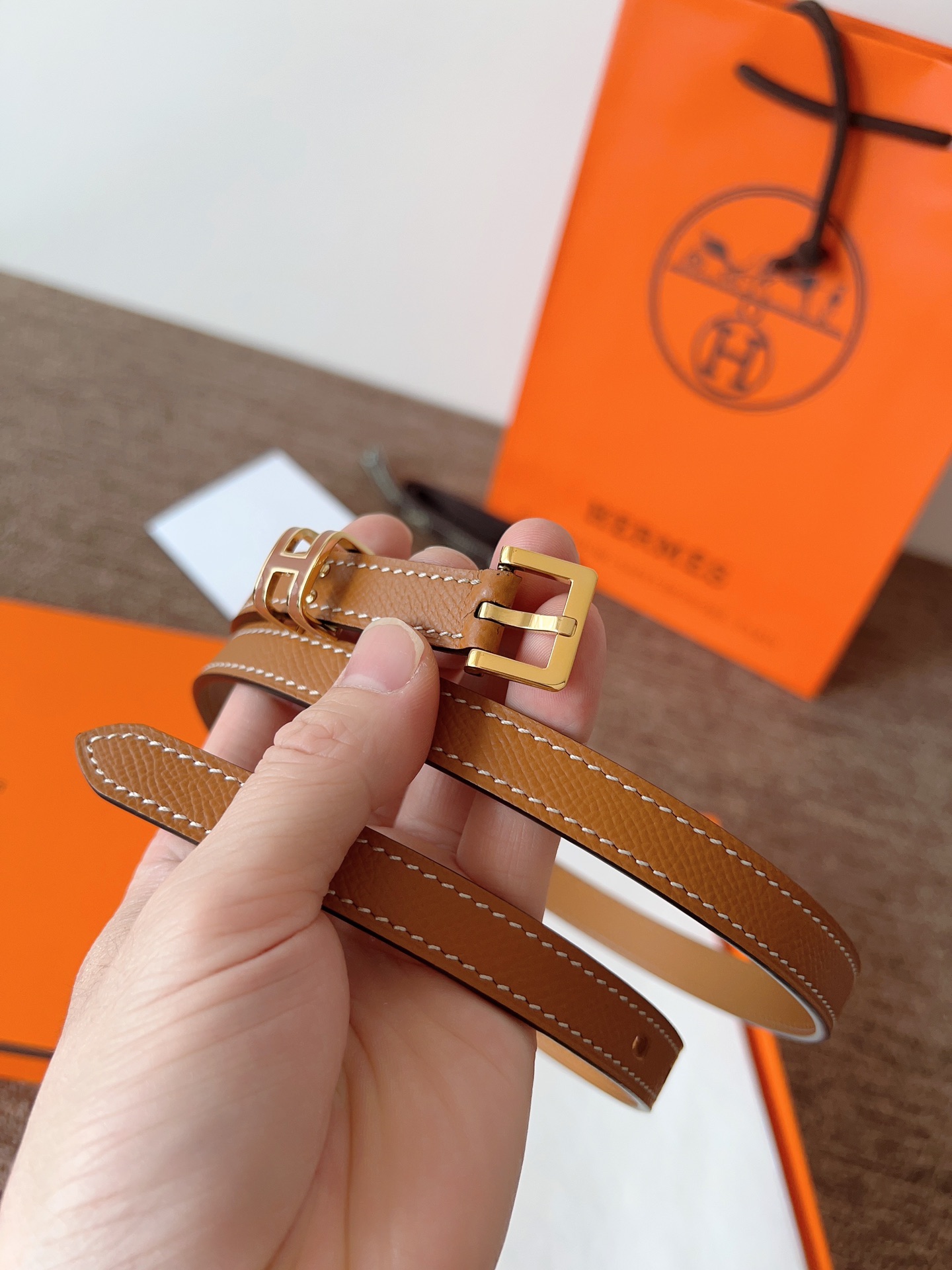 Hermès Female Leather Belt 15mm-l