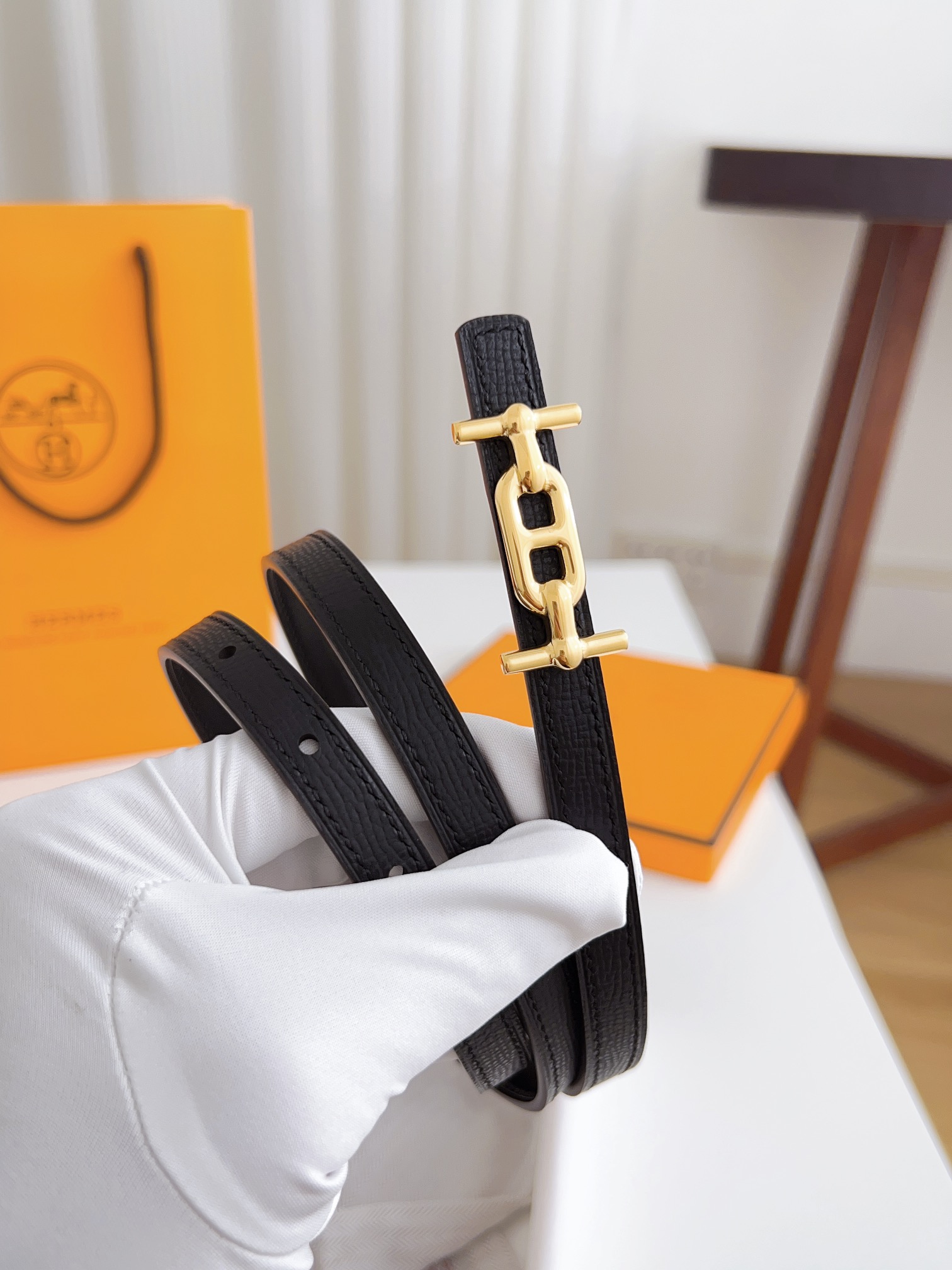 Hermès Female Basic Belt Cow Leather Silver 110cm-m