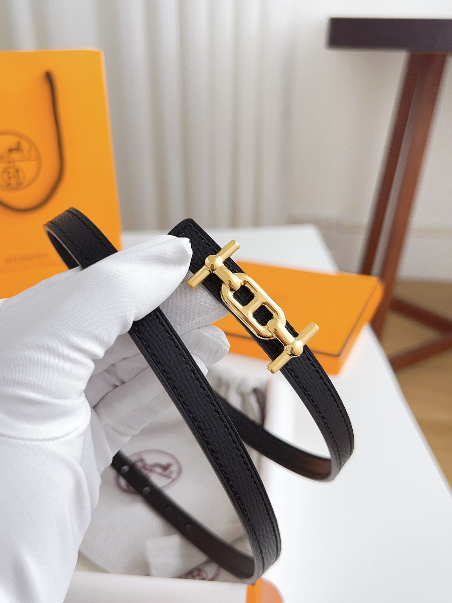 Hermès Female Basic Belt Cow Leather Silver 110cm-m