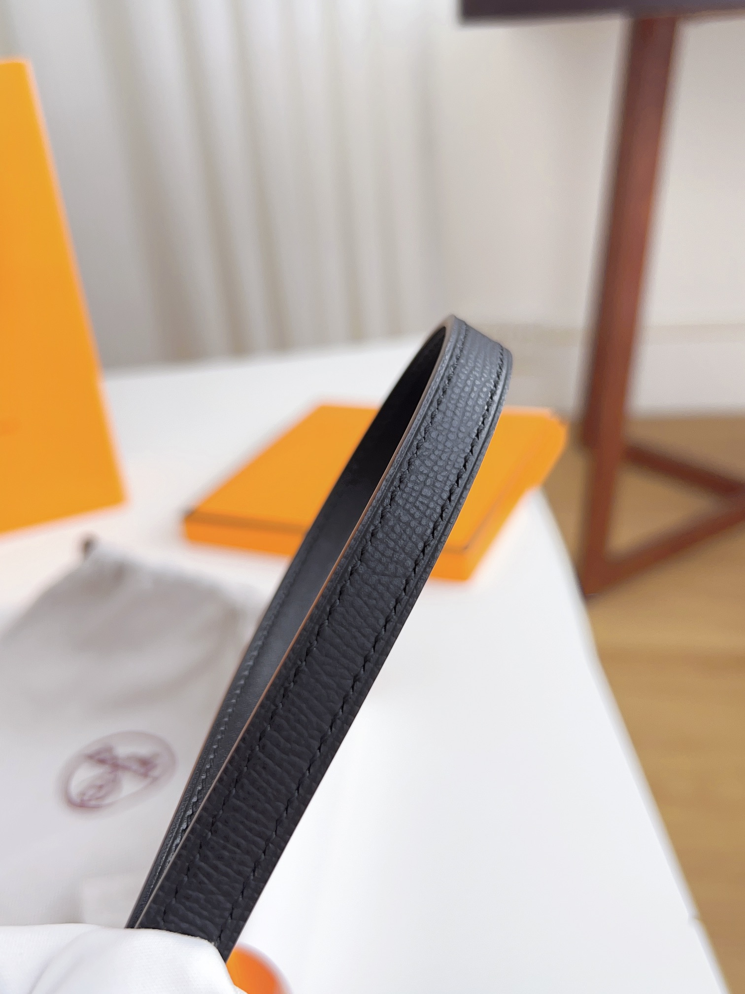 Hermès Female Basic Belt Cow Leather Silver 110cm-m