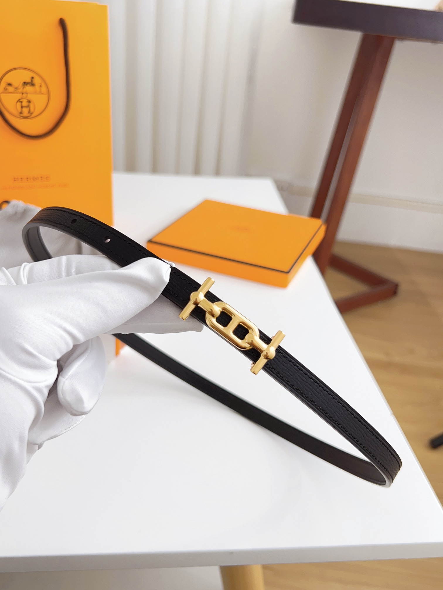 Hermès Female Basic Belt Cow Leather Silver 110cm-m