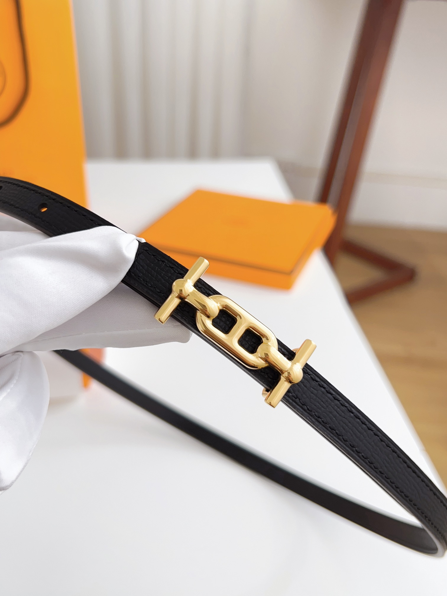 Hermès Female Basic Belt Cow Leather Silver 110cm-m