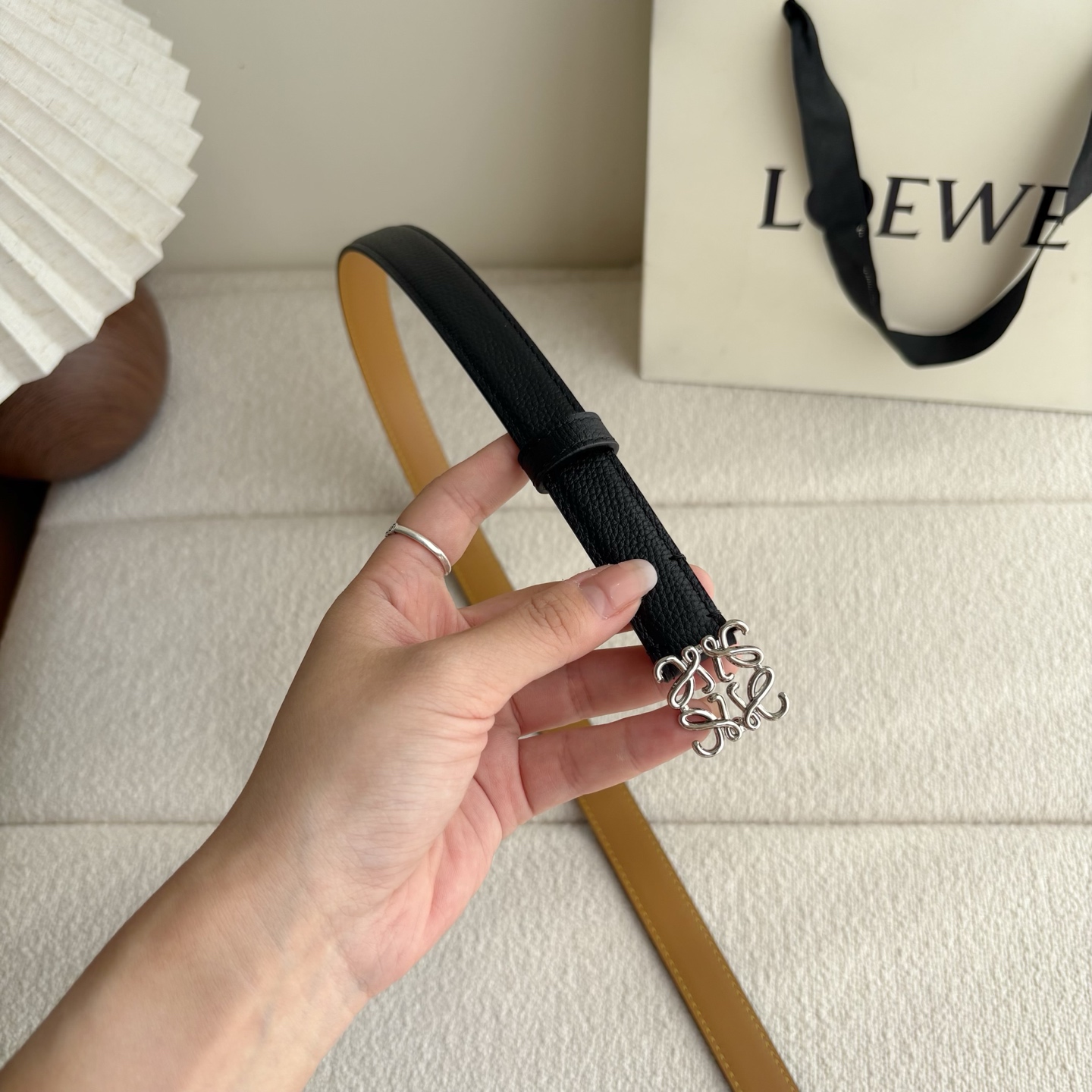 Female Leather Belt Cow Leather Black M-l