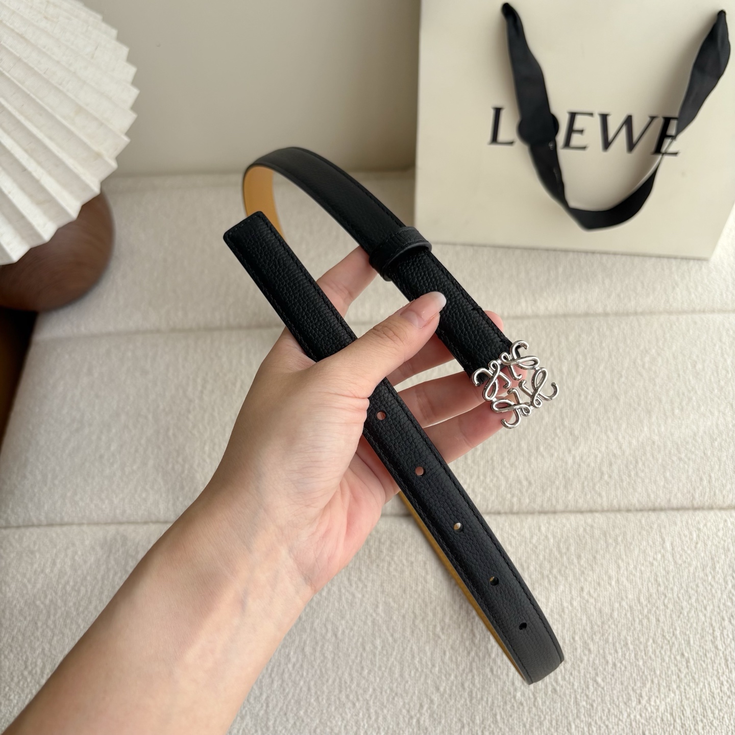 Female Leather Belt Cow Leather Black M-l