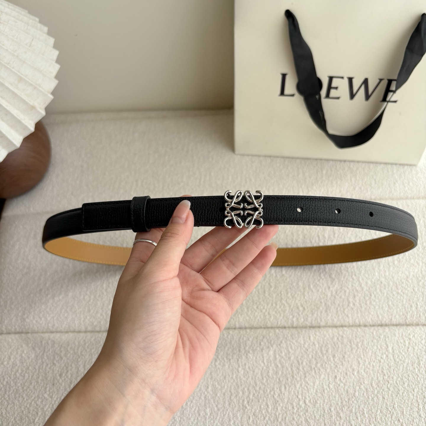 Female Leather Belt Cow Leather Black M-l
