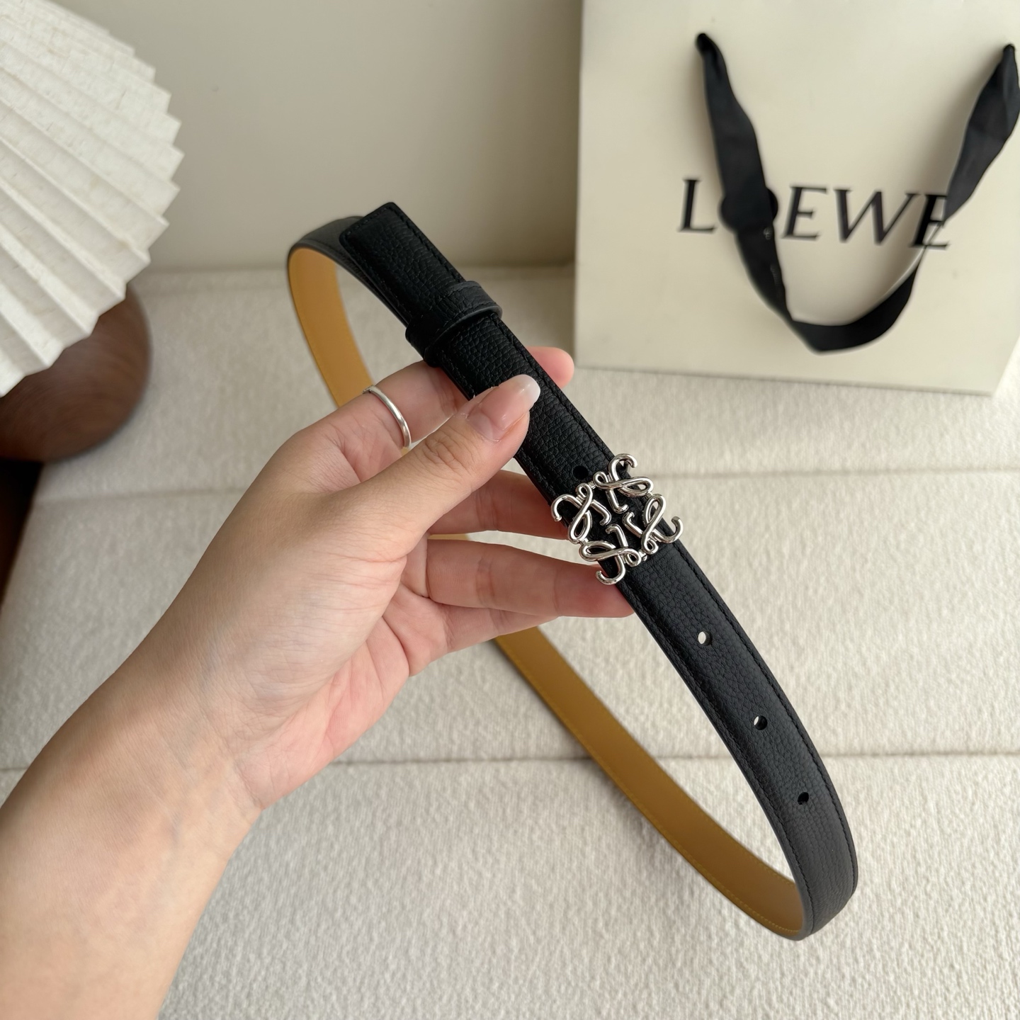 Female Leather Belt Cow Leather Black M-l