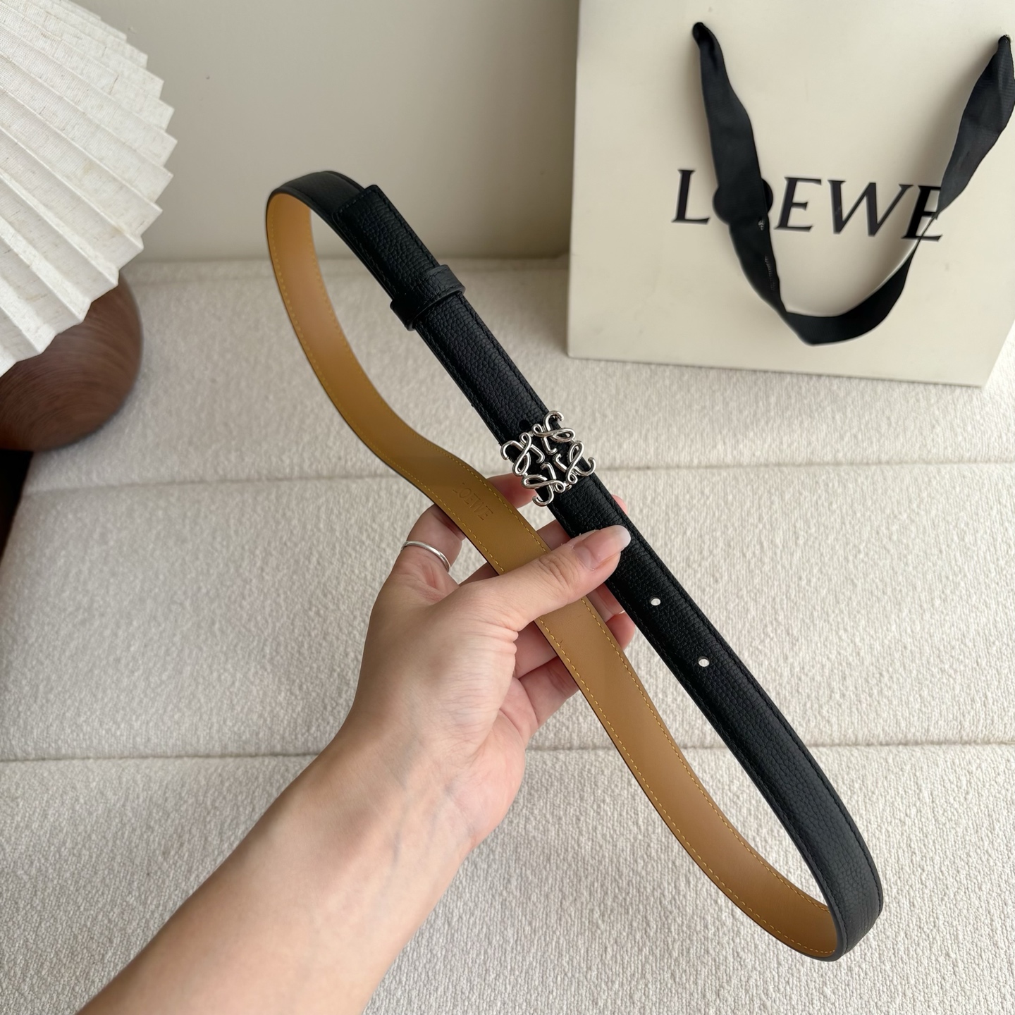 Female Leather Belt Cow Leather Black M-l