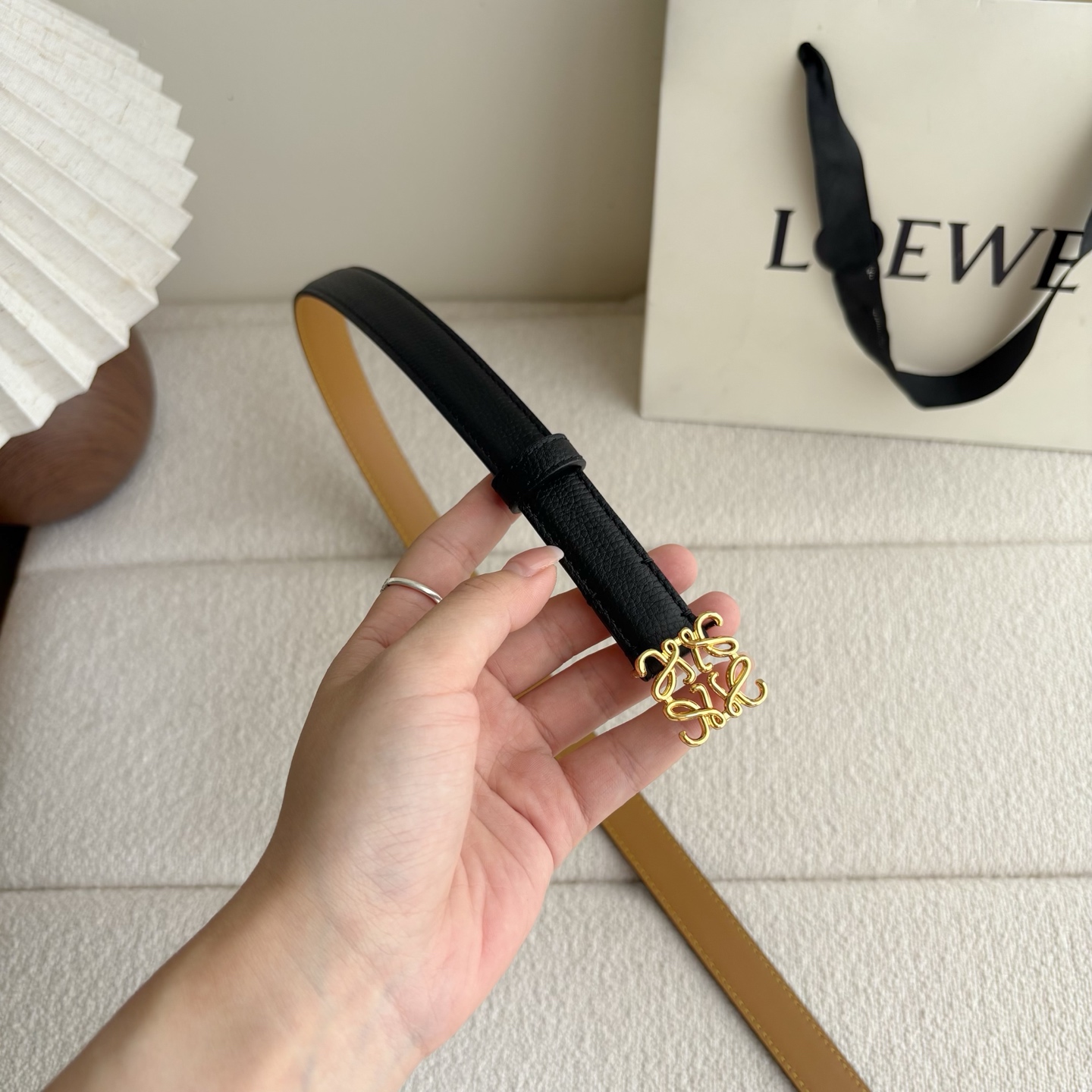 Female Leather Belt Cow Leather Black M-l