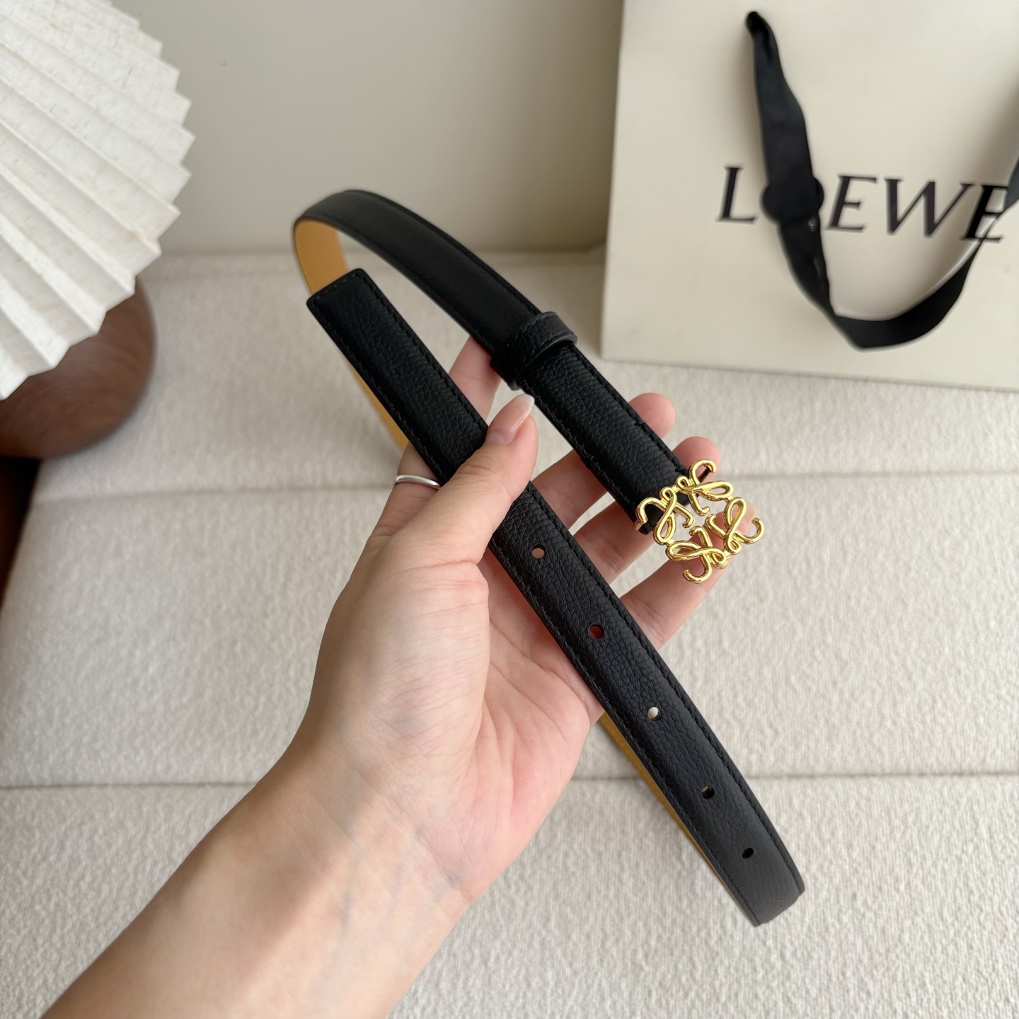 Female Leather Belt Cow Leather Black M-l