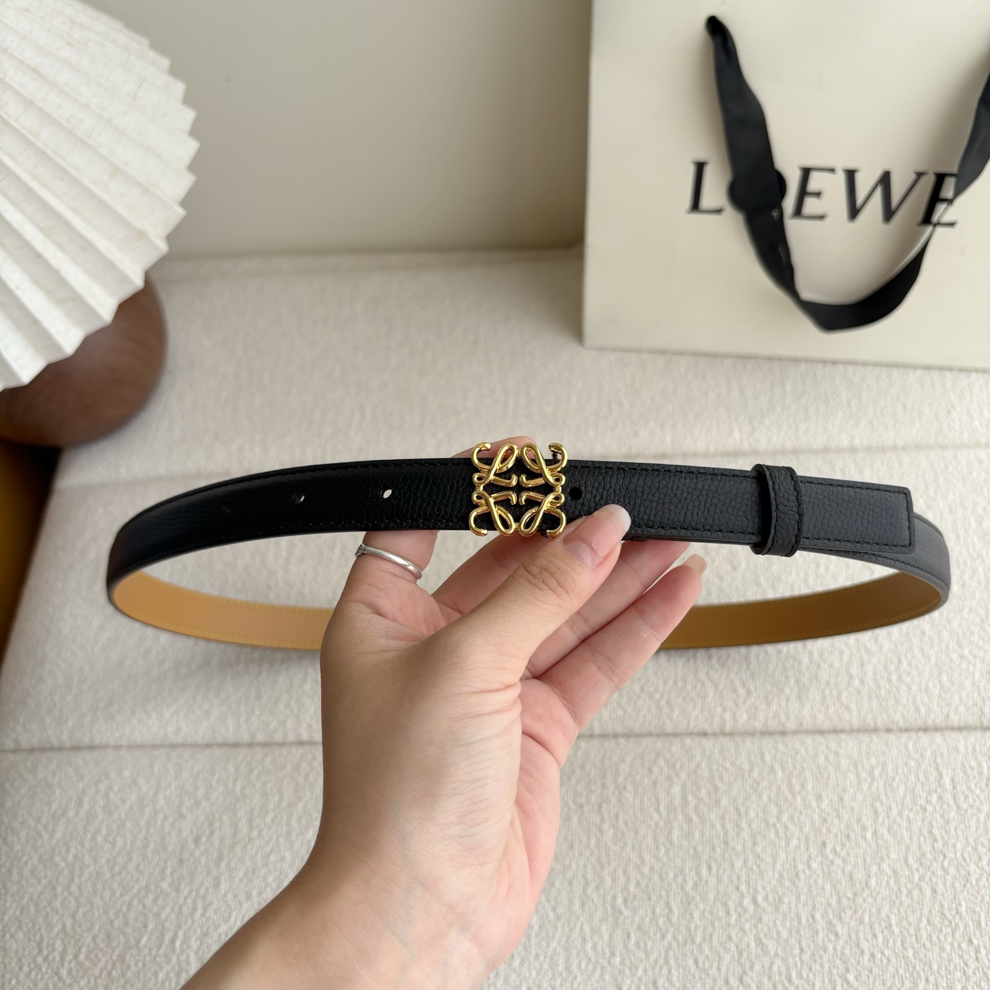 Female Leather Belt Cow Leather Black M-l