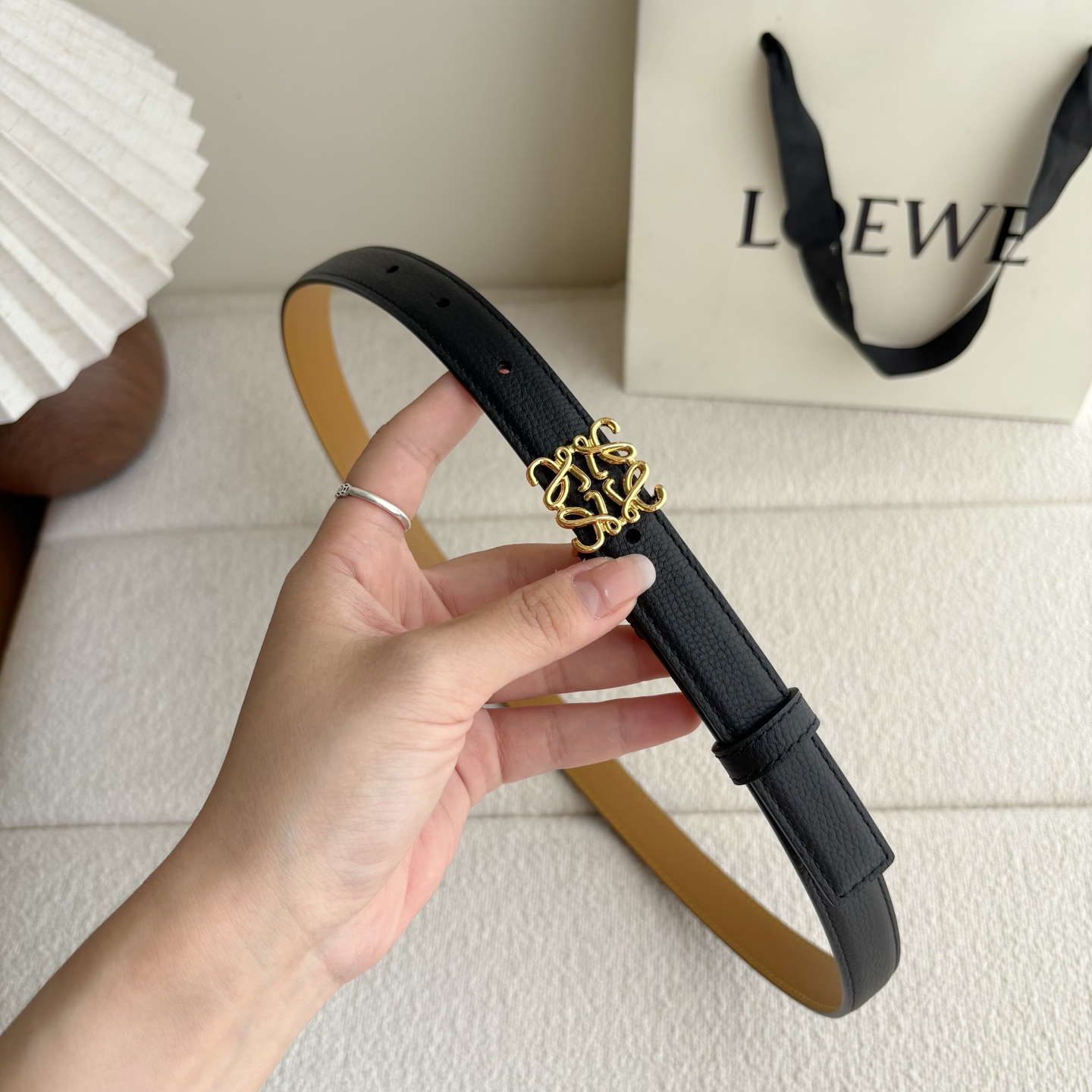 Female Leather Belt Cow Leather Black M-l