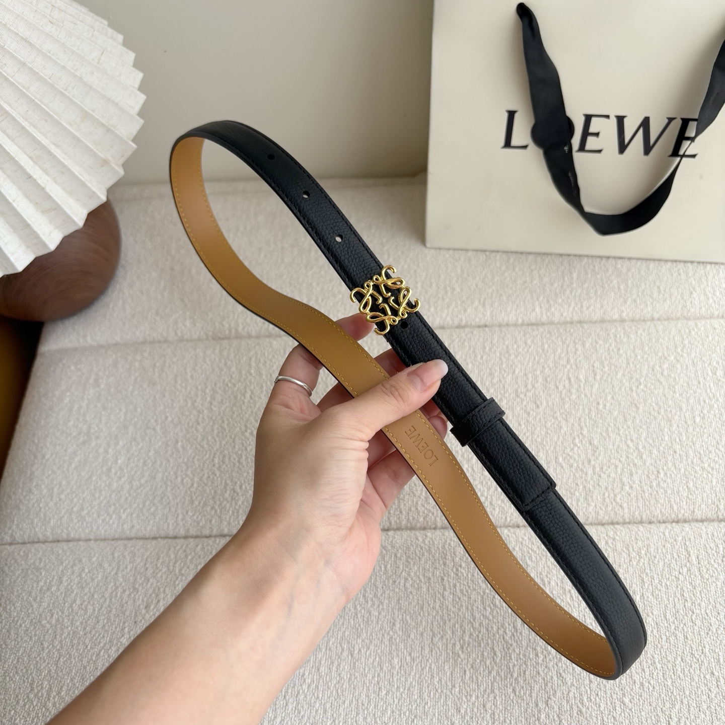 Female Leather Belt Cow Leather Black M-l