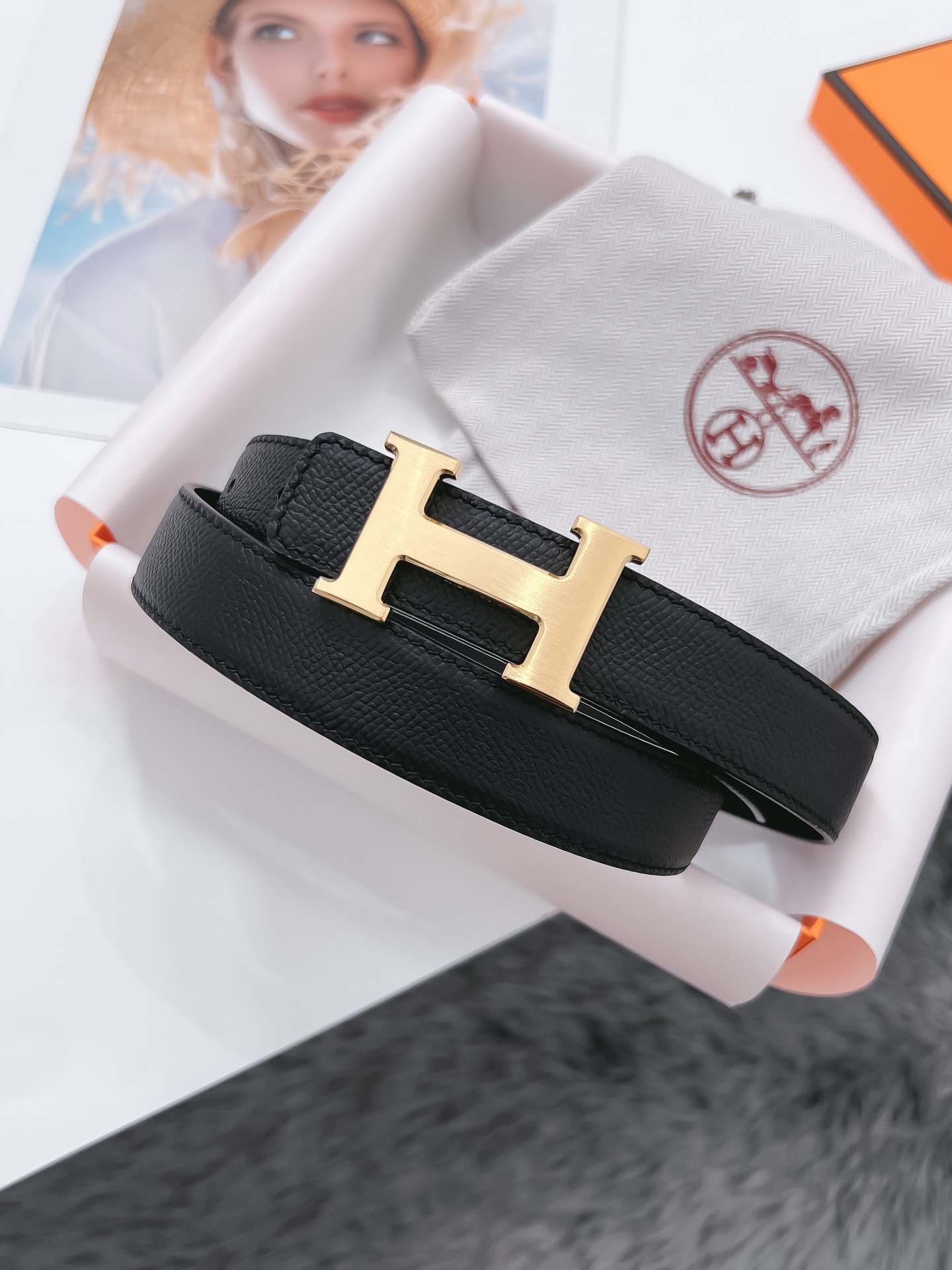 Hermès Female Basic Belt Cow Leather Black 110cm-m