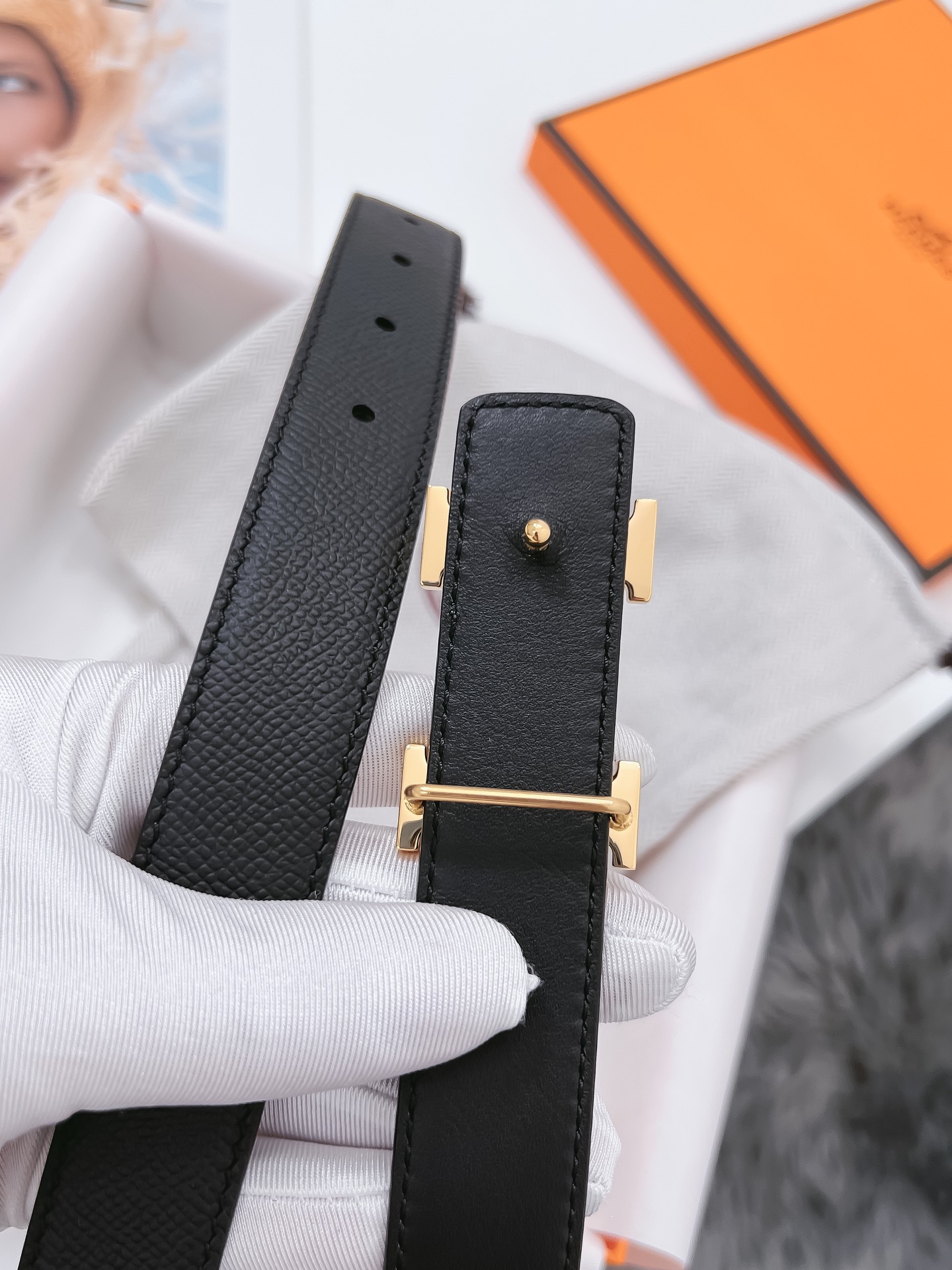 Hermès Female Basic Belt Cow Leather Black 110cm-m