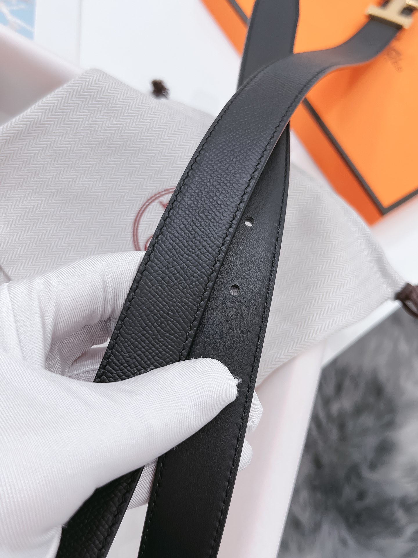 Hermès Female Basic Belt Cow Leather Black 110cm-m