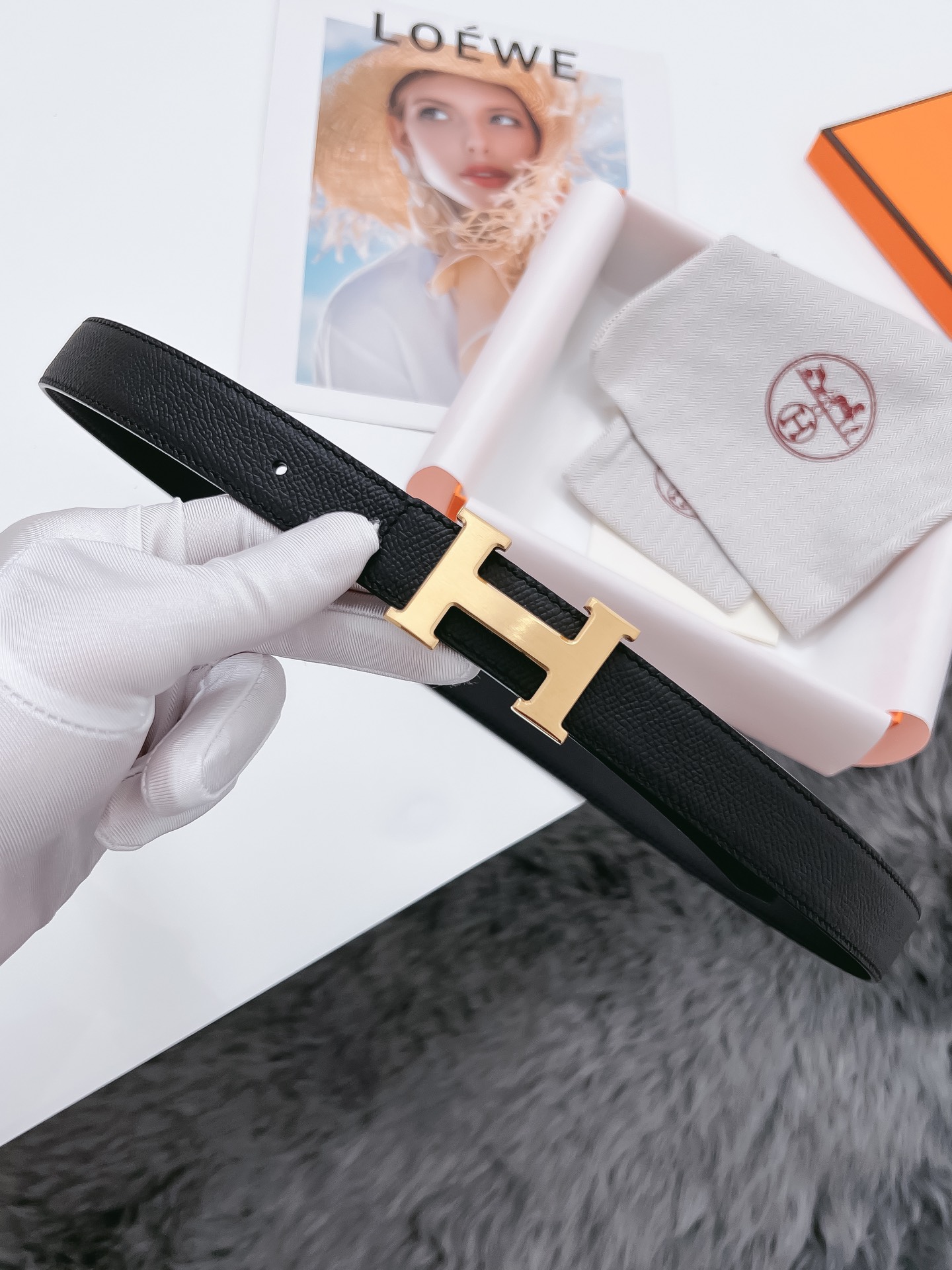 Hermès Female Basic Belt Cow Leather Black 110cm-m