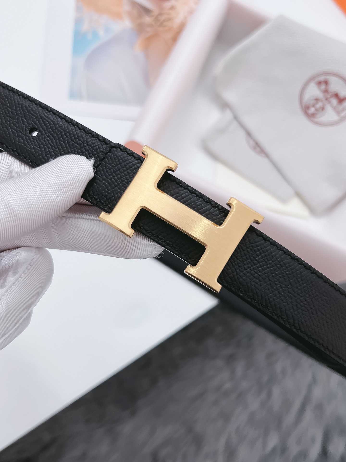 Hermès Female Basic Belt Cow Leather Black 110cm-m