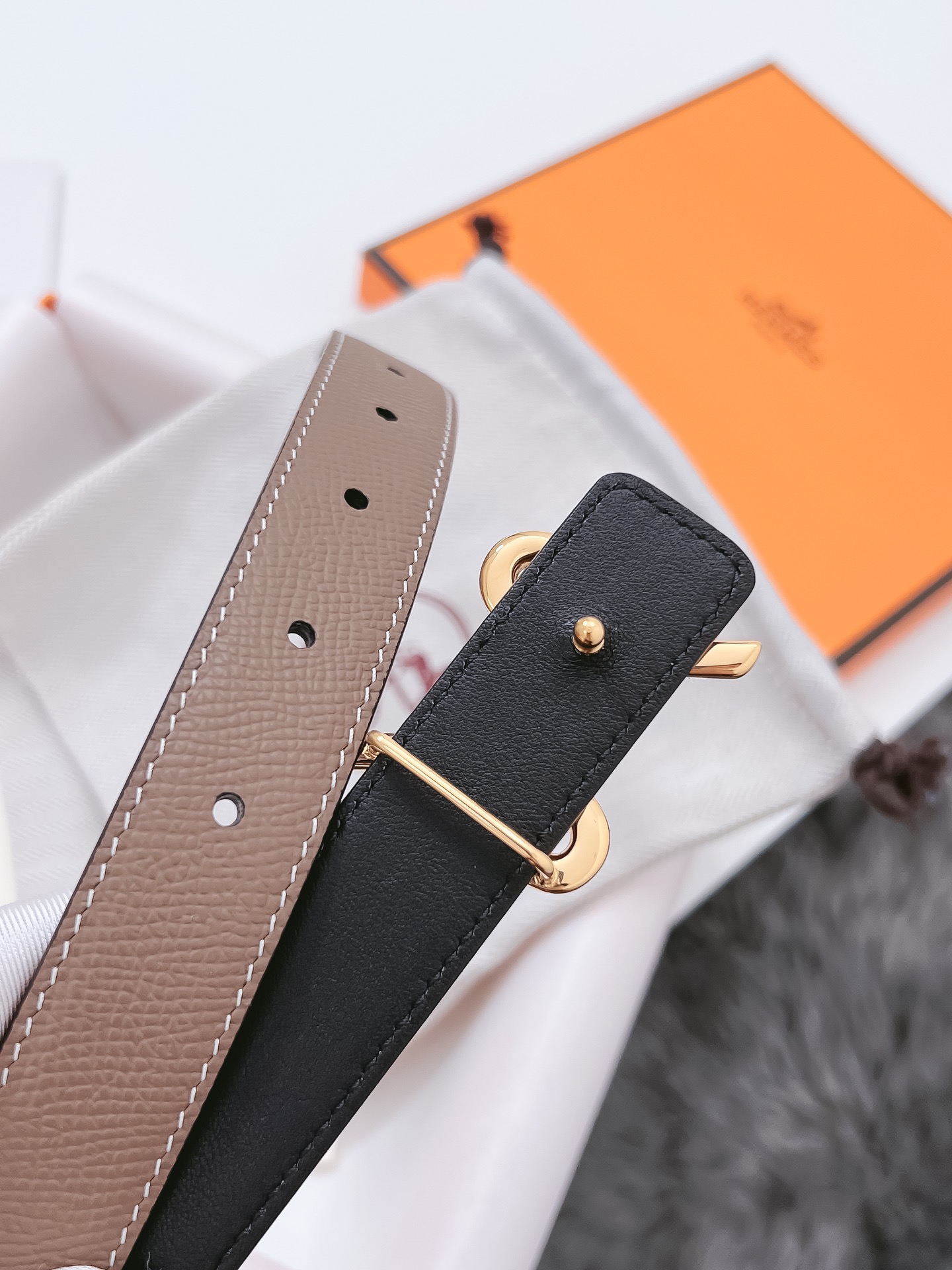 Hermès Female Basic Belt Cow Leather Black 110cm-m